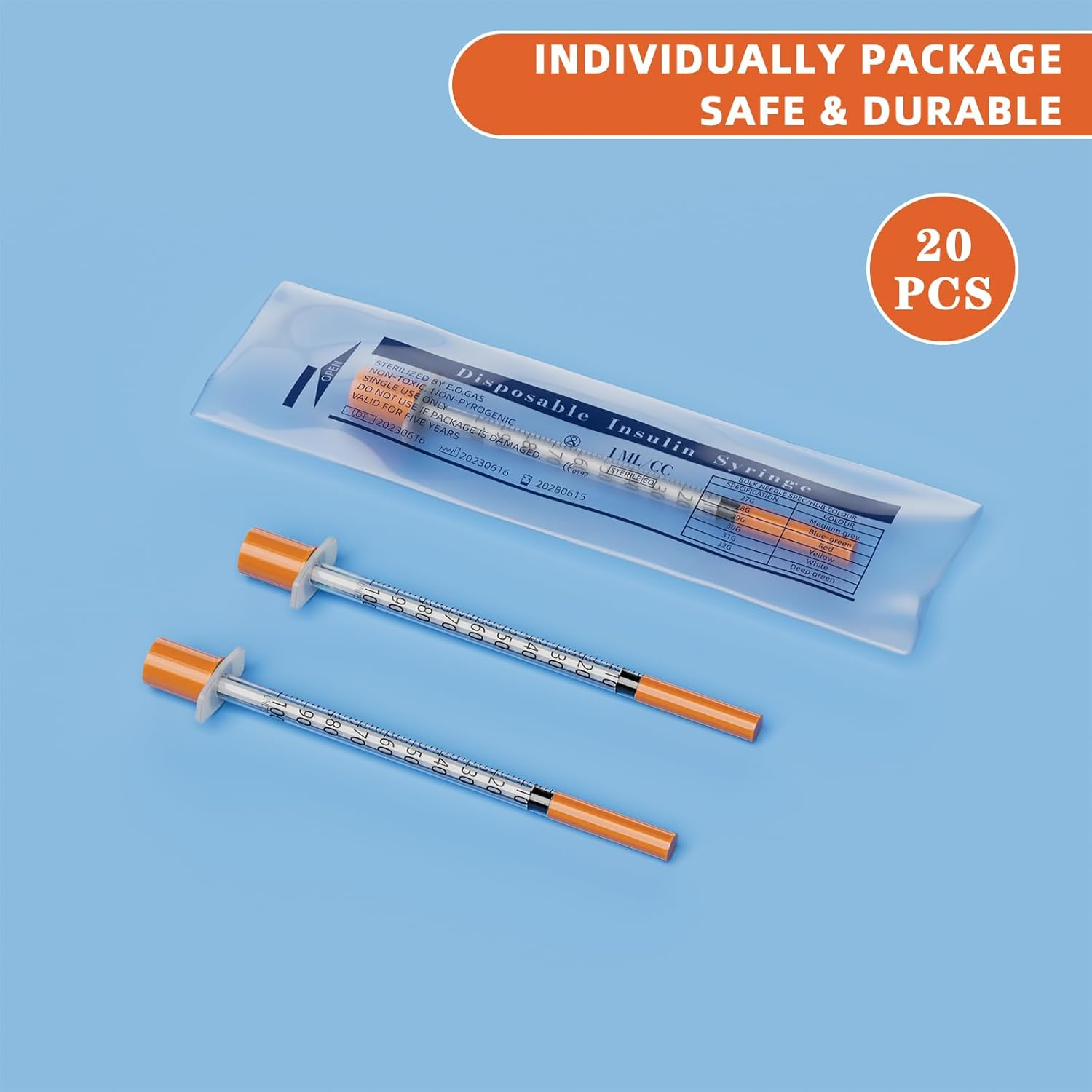 U-100 1Ml/Cc Syringes with 30G 5/16 Inch(8Mm),Luer Lock for Scientific Iaboratories,Disposable Individually Wrapped (20Pack) image number 4
