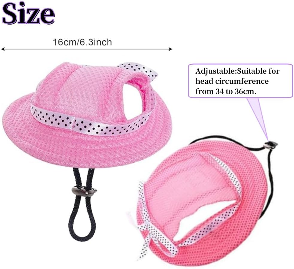 Dog UV Protection Set, Adjustable Baseball Cap with Ear Holes, Sunglasses, Visor Sunbonnet, for Small Dogs and Puppies (Medium)