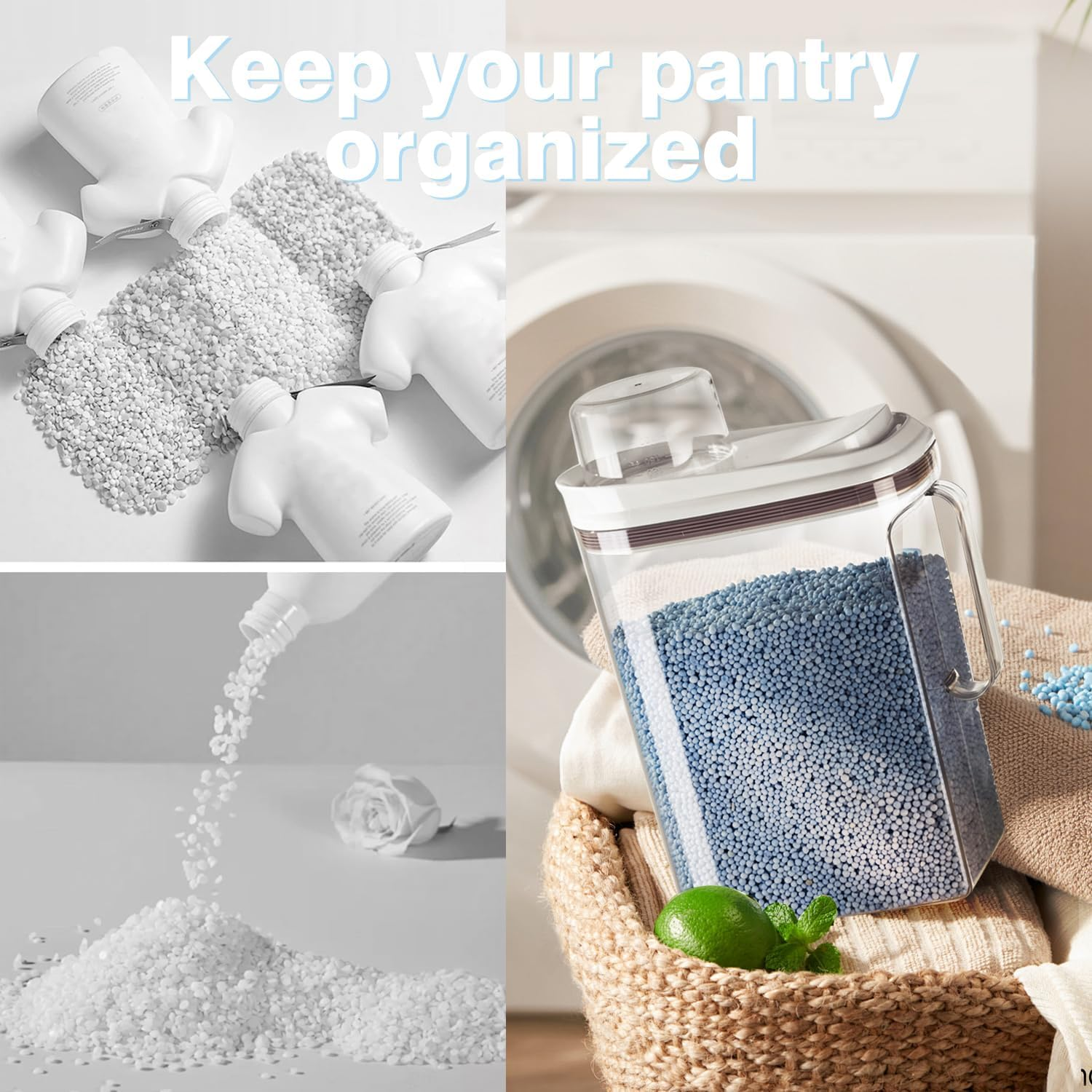 Livlab Mker Laundry Detergent Dispenser with Lid, Powder Container for Laundry Room Organization and Storage, Scent Booster Beads with Measuring Cup 3.5L/8Lbs/125Oz image number 6