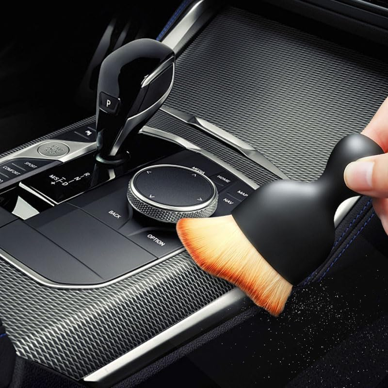 2PCS Car Interior Cleaning Brush with Cover Automotive Dusting Tool Soft Bristle Detailing Brush for Car Dashboard, Airconditioning Vents, Screen,Seats & Beauty Foundation Brush