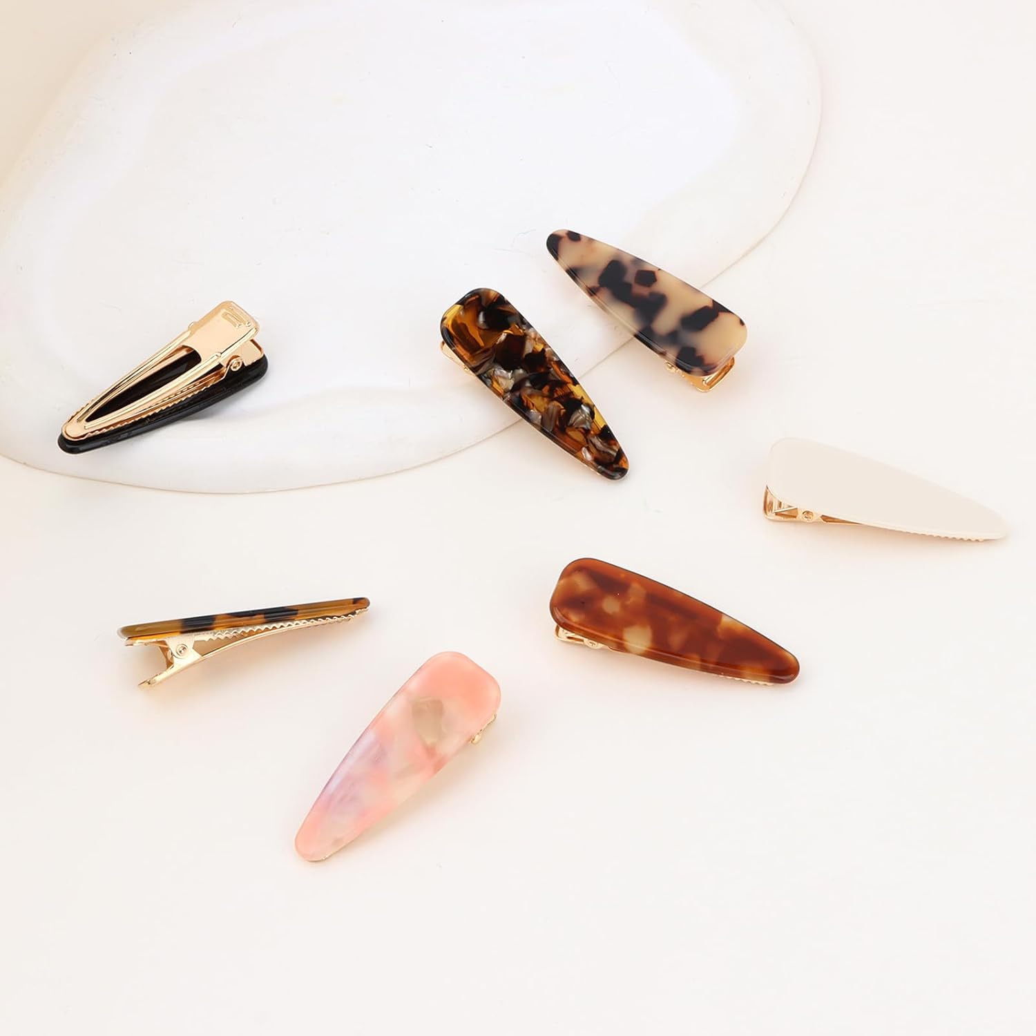 Exipsat Hair Clips for Women Large Vintage Style Snap Clip for Thick Hair 7 Pack Flat Hair Clips