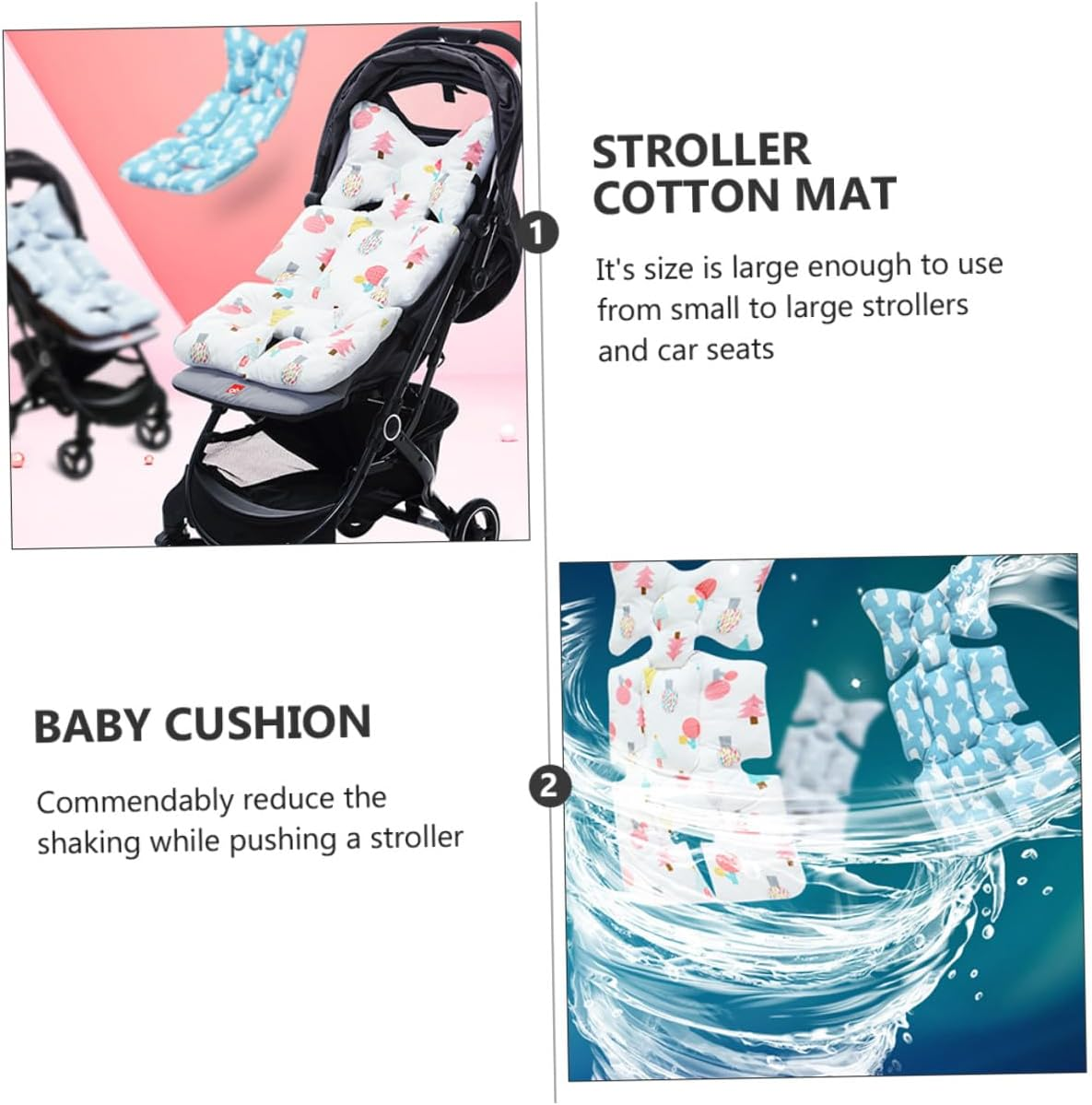 Breathable Cart Mat Stroller Seat Cushion with Safety Pad for Comfort and Posture Support Large Fit for Prams and High Chairs Soft Cotton Padding for Winter Use image number 3