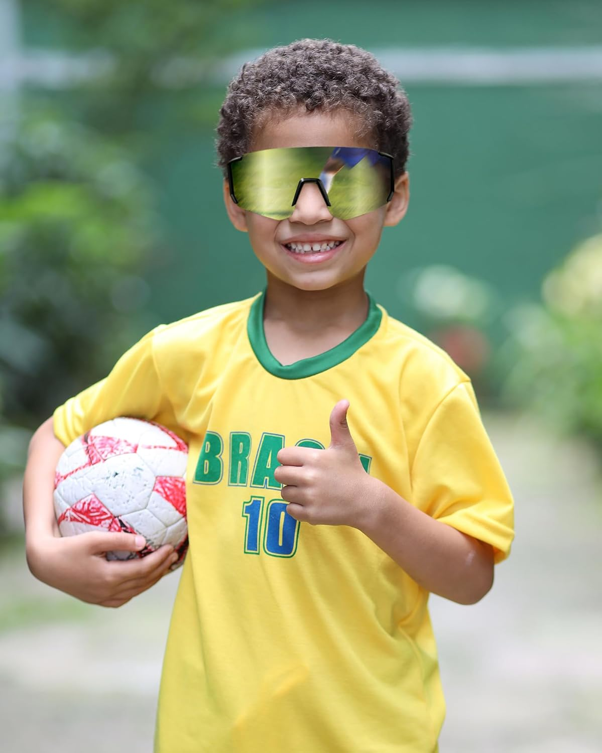 FEISEDY Kids Sunglasses for Boys Girls, UV400 Protection Teens Sports Sunglasses for Cycling Baseball Running - Red Black Frame/Red Mirror image number 6