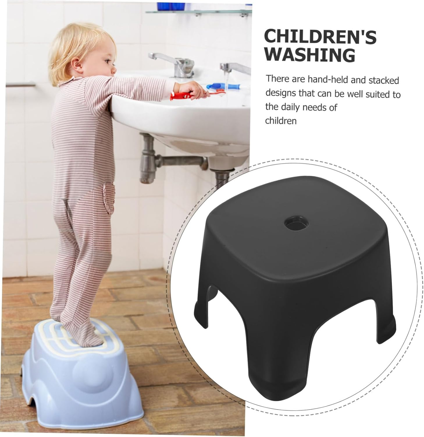 BAZEITFLOW Household Plastic Foot Stool for Bathroom Living Non Slip One Step Step Stool for Material Easy to Clean Suitable for Potty Training Everyday Use image number 3