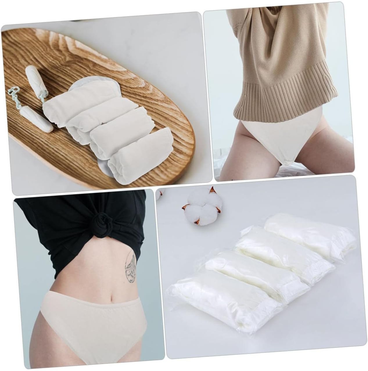 INOOMP 5Pcs Convenient Disposable Briefs Portable Cotton Briefs for Travel and Everyday Use Female image number 1