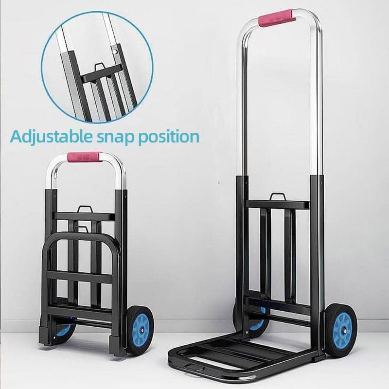 AIMALL Heavy-Duty Folding Hand Cart Trolley with Adjustable Handle, Portable Supermarket Shopping Cart for Groceries and Luggage image number 4