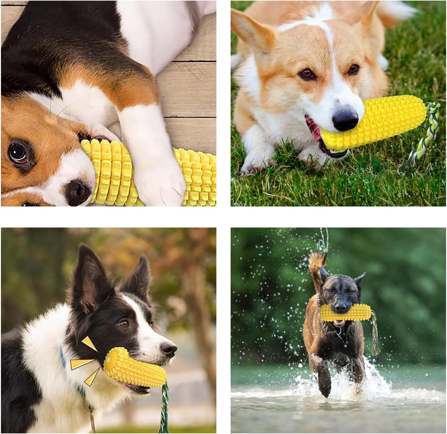 Esshogo Puppy Interactive Corn Toy with Toothbrush and Clean Teeth Dog Toys Interactive Chew Toy with Corn Sticks for Small Medium Large Dogs image number 1