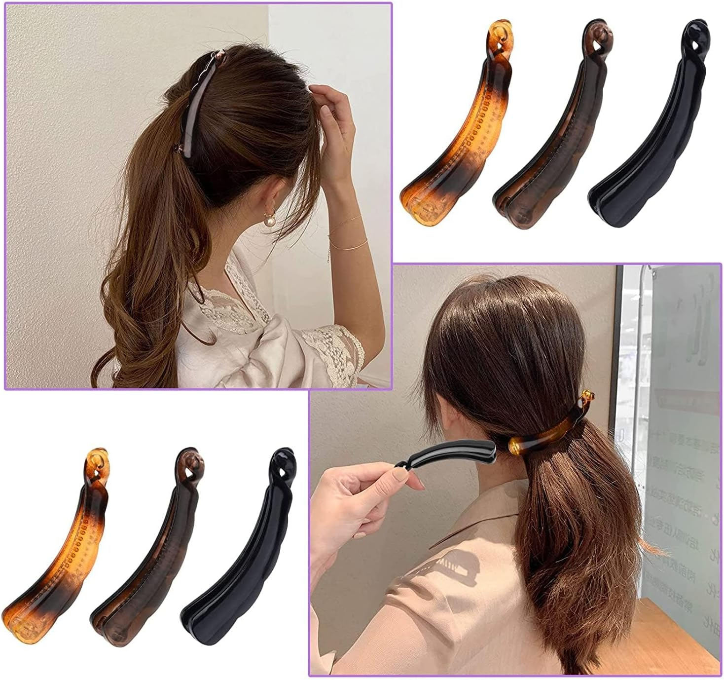 Apricitie Pack of 3 Banana Hair Clips, Hair Clips, Vintage Banana Hair Clips, Fish Clips for Long Hair, Banana Clips, Comb Fish Clips, Banana Hair Comb, for Women and Girls image number 5