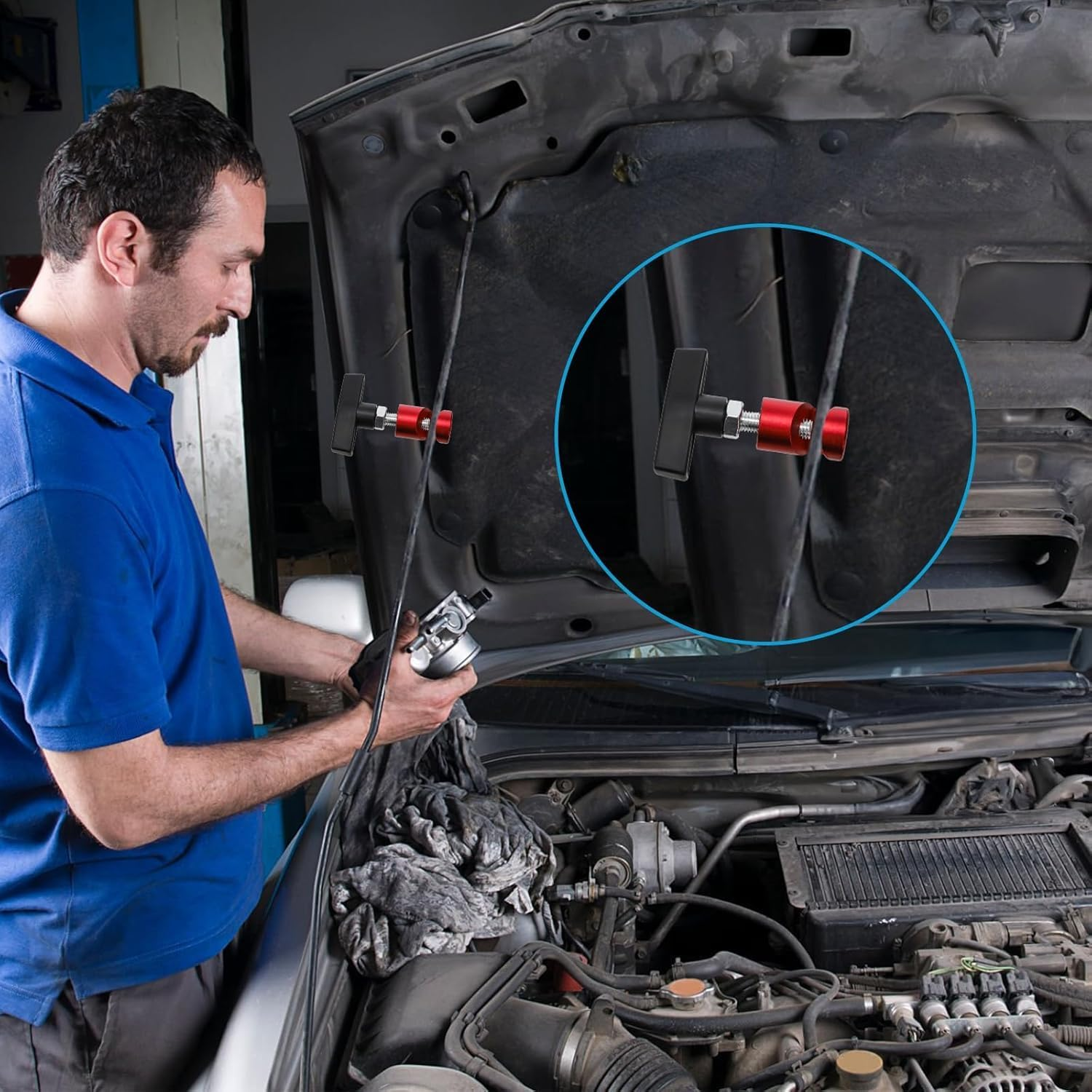 WADY 4 Pack Hood Strut Clamp, Metal Lift Support Clamp for Car Hoods & Tailgates, Multi-Purpose Vehicle Hood Strut Clamps Fits up to 3/8" (10Mm) Diameter, Trunk & Engine Fixing Tool (Multicolor) image number 4