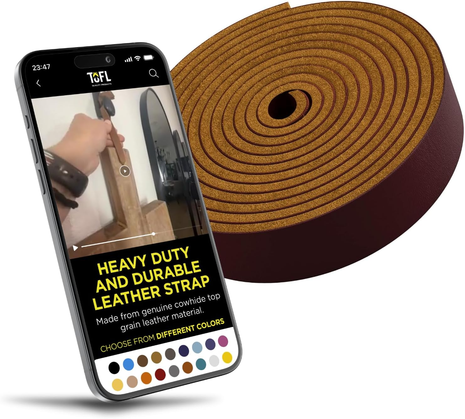 TOFL Leather Strap Medium Brown ? Inch Wide 72 Inches Long image number 5