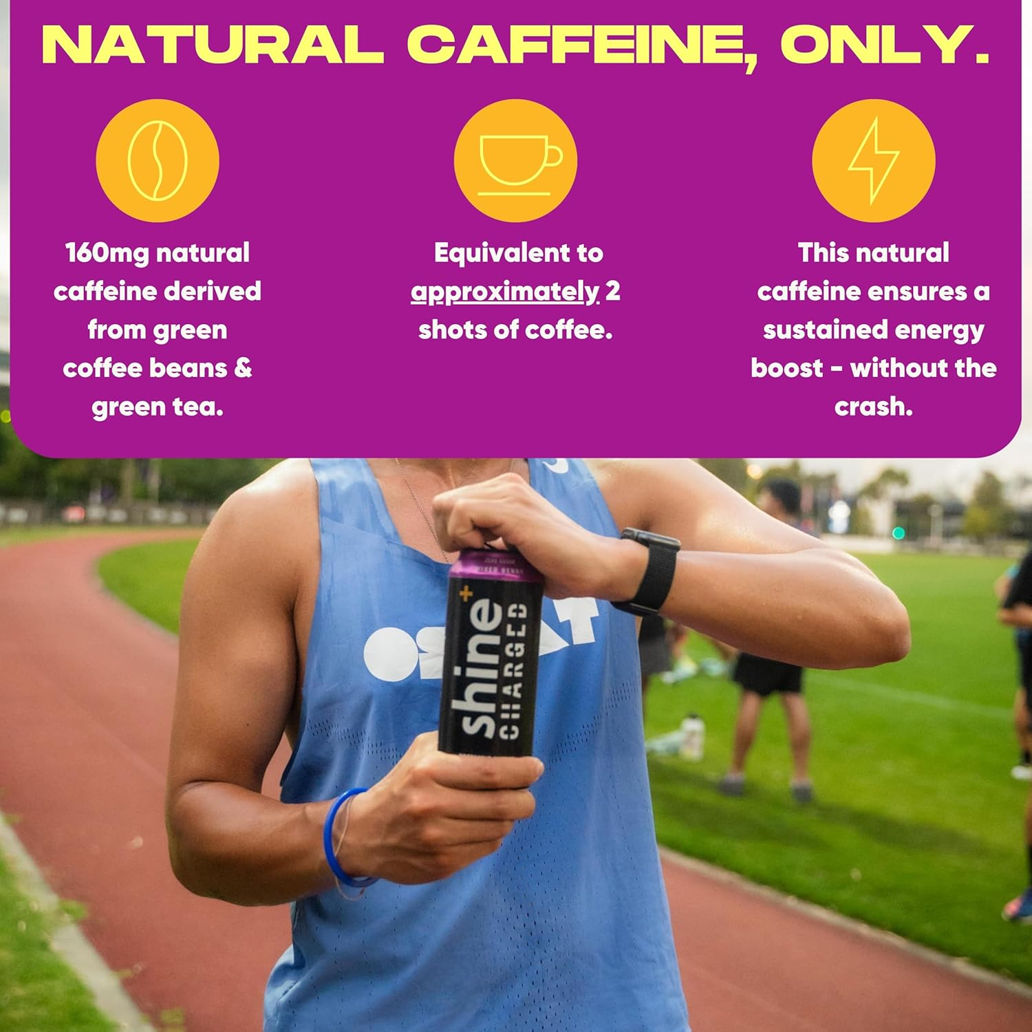 Shine Charged Healthy Energy Drink Carbonated Mixed Berry - Sugar Free Performance Yerba Mate Nootropic, Natural Caffeine, Adaptogens & B Vitamins, 12 X 500Ml image number 1