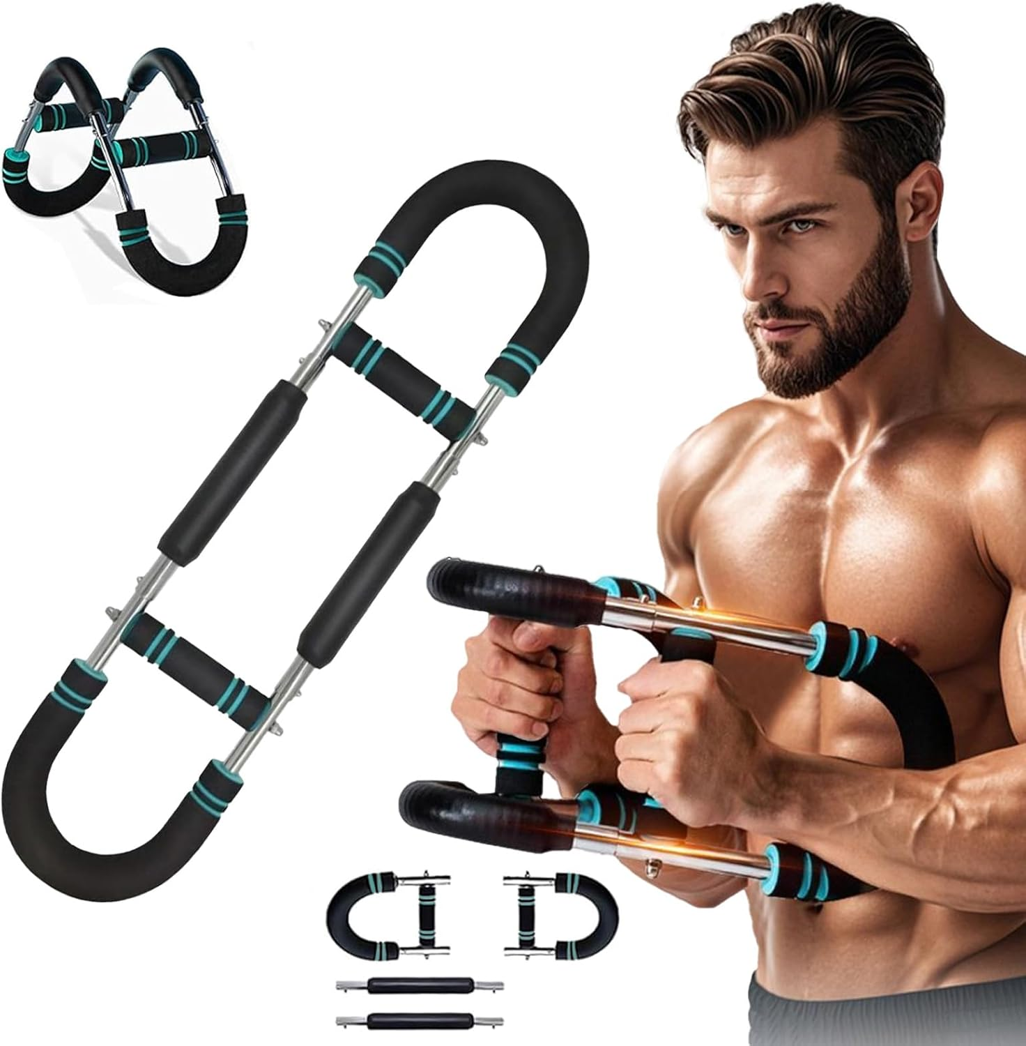 Saker Arm Trainer, 60-100Lb Adjustable Hydraulic Power Bar for Arm, Chest & Twister for Muscle Building, Portable Detachable Upper Body Fitness Machine for Home & Gym image number 2