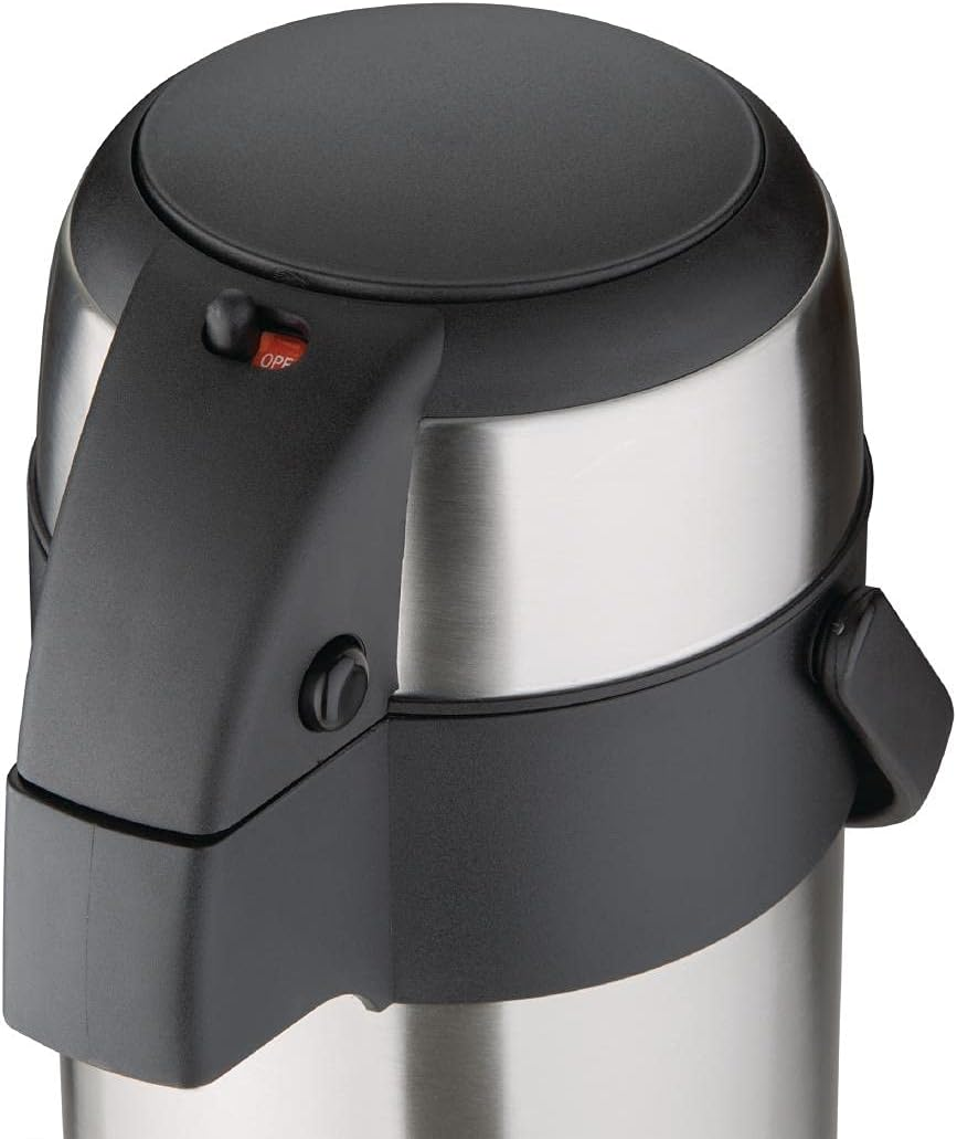 Olympia DP127 Pump Action Stainless Steel Double Wall Airpot, 3 Litre Capacity