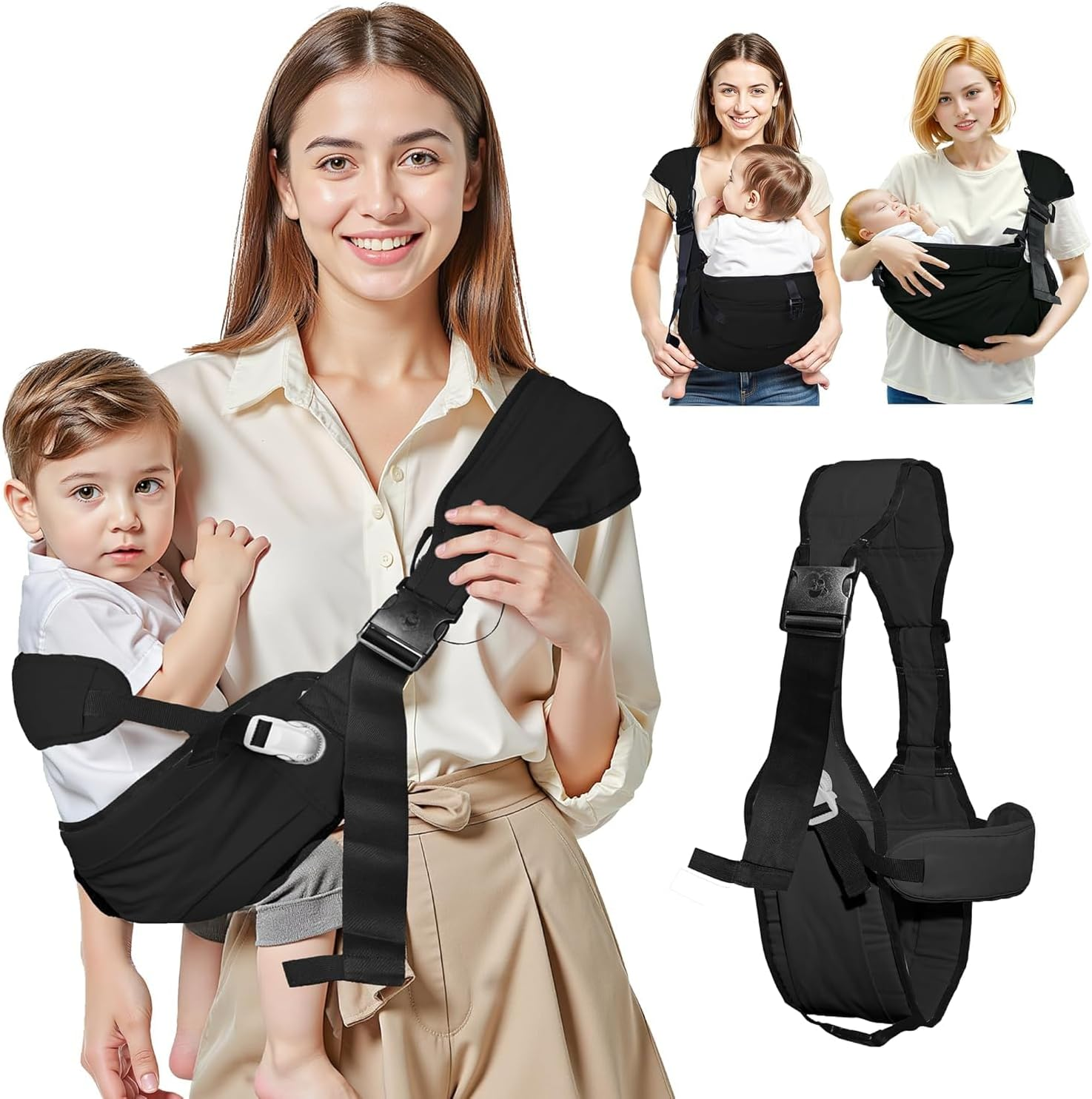 Baby Carrier Newborn to Toddler,Adjustable Baby Sling Carrier,Comfortable and Lightweight Toddler Carrier for 25-60 Lbs,Ideal for Shopping Travelling image number 6