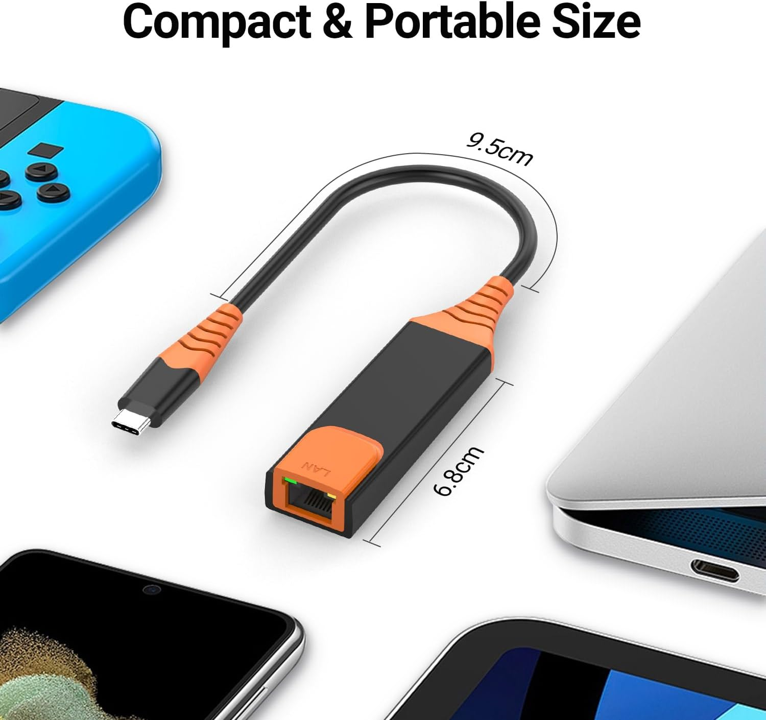 USB C to Ethernet Adapter, 1000Mbps Type C RJ45 Network Adaptor Thunderbolt 4/3 Wired LAN Internet Converter Gigabit for Switch 2 Iphone 16/15/Plus/Pro Max, Galaxy S24, PC, Macbook Air, Ipad - Grey image number 4