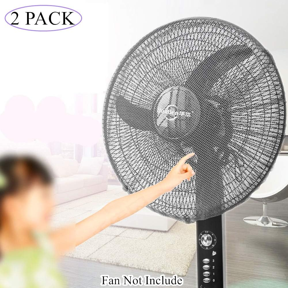 2 Pack - 16" Pedestal Fan Cover,Washable Fan Dustproof Covers,Protect Kid Children Baby Finger Net Mesh Fans Guard,Summer Home Fans Safety Dust Covers,Perfect for Parents of Toddlers (Black) image number 5