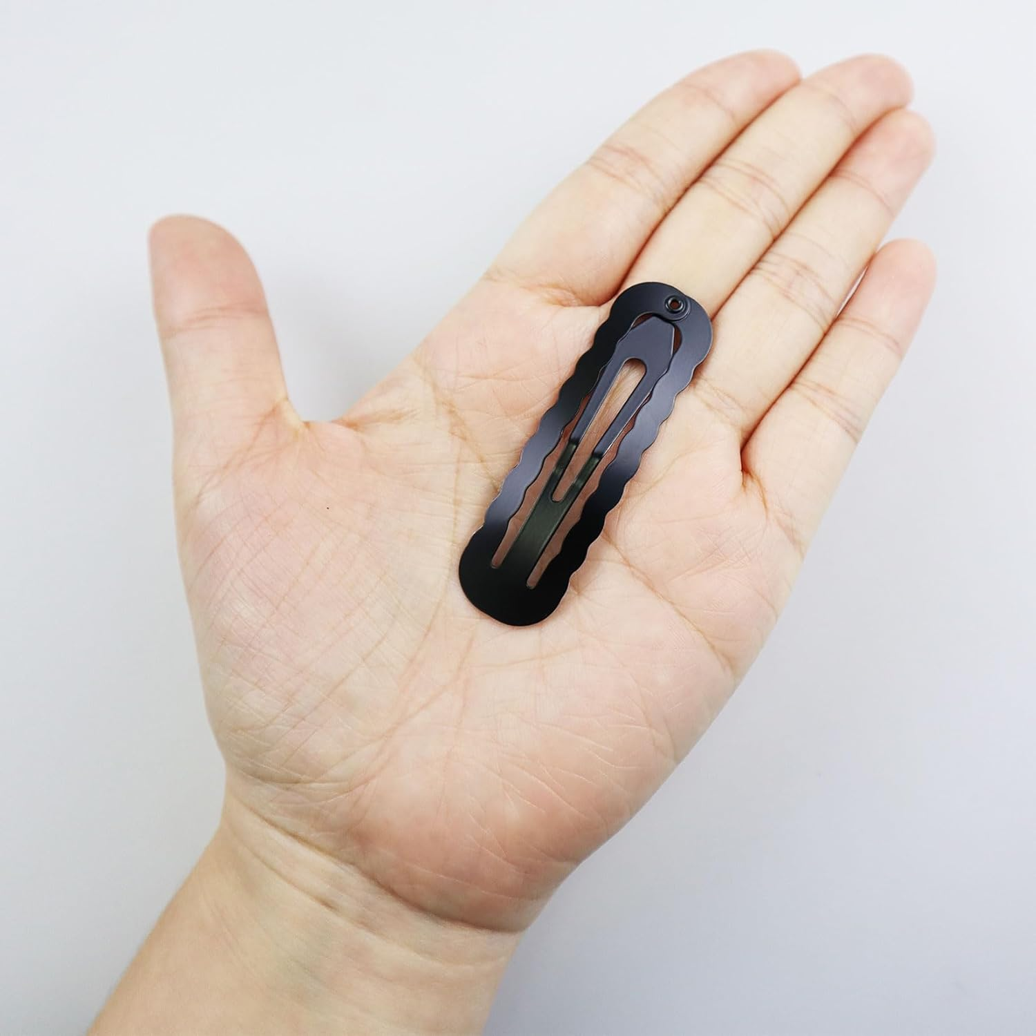 Hair Clips Girls Pack of 20 6 Cm Large Snap Hair Clips Hair Clips Metal Hair Clips Black Hair Clips Hair Accessories Hair Clip for Girls, Men and Women - Wavy Oval image number 2