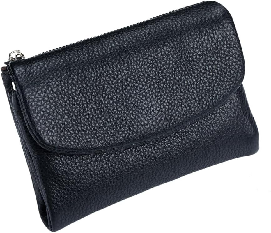 Unisex Leather Wallet, 5.3In Short Genuine Leather Coin Card Holder with Money Clip for Coins and Cards, Small Compact Bifold Pocket Purse Multicolor, for Men & Wome (Brown)