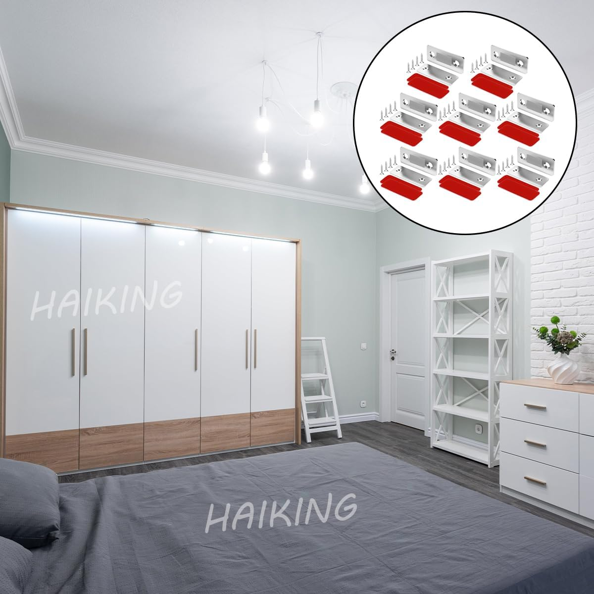 HAIKING Magnetic Cabinet Door, 8 Pcs Adhesive Ultra Thin Magnetic Door Catchs for Cupboard, Drawer, Wardrobe (Silver) image number 5