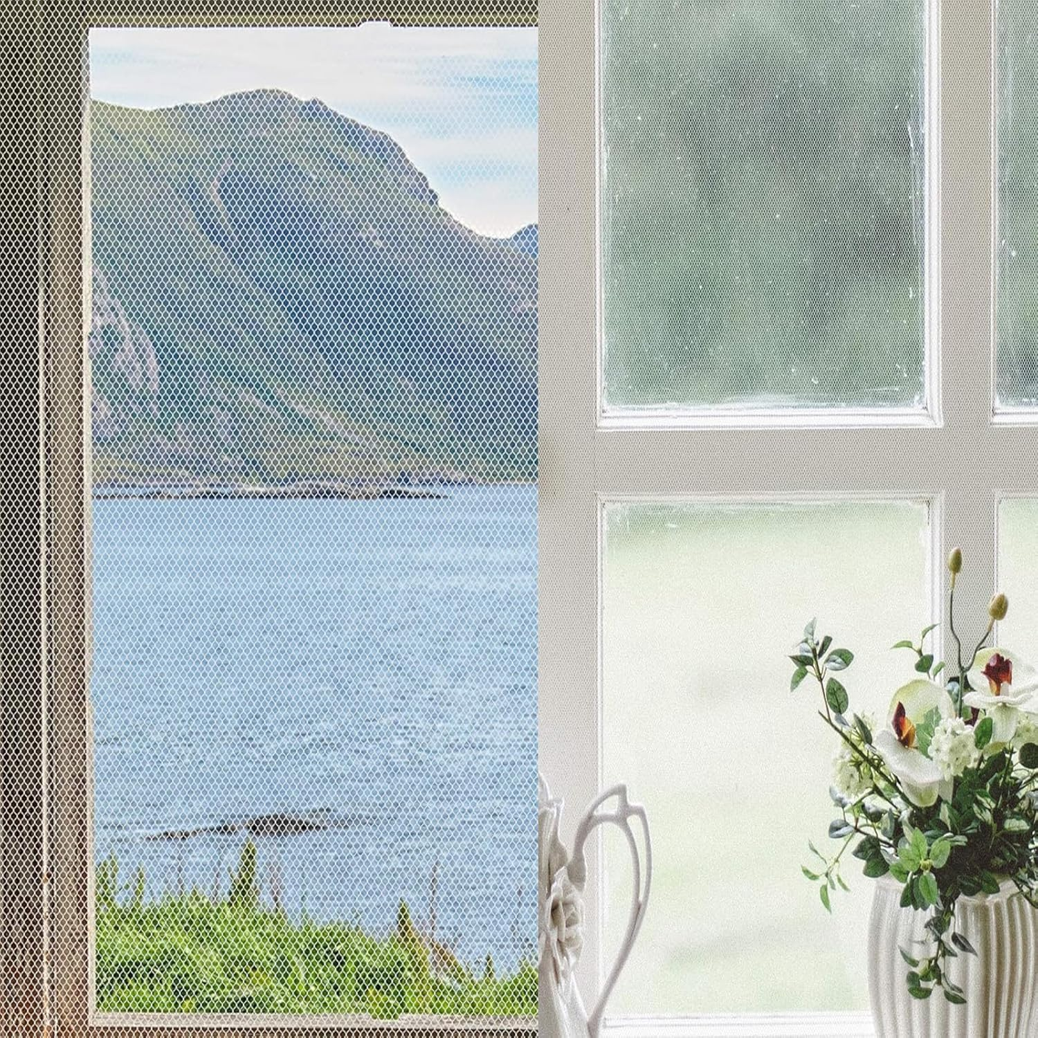 HENWUBEI White Mosquito Net Window Screen - 1.3M X1.5M Easy Install Washable Mesh for Bedroom/Office, Removable Tape & Reusable Bug Barrier image number 6