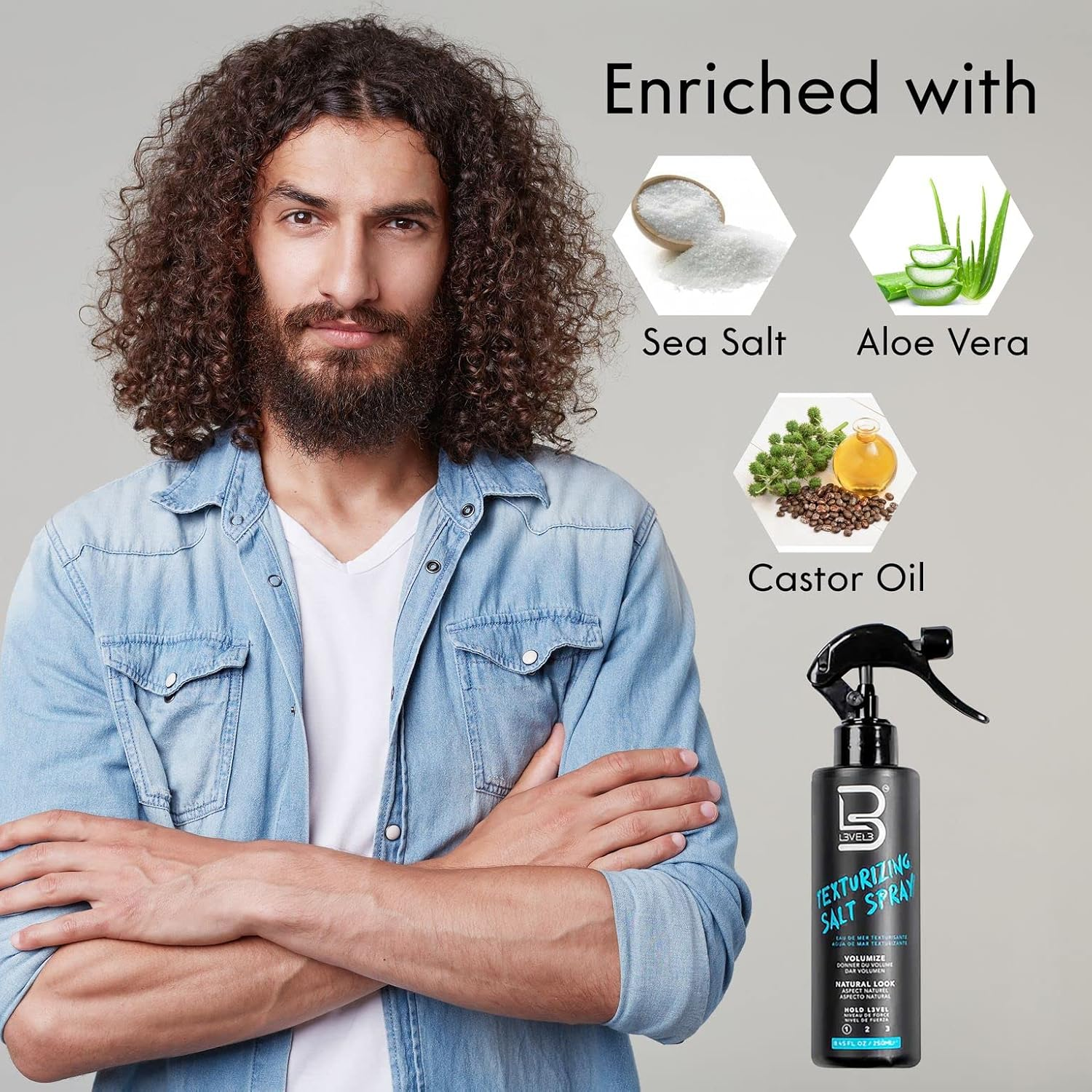 L3VEL3 Sea Salt Texturizing Hair Styling Spray 250 Ml image number 5