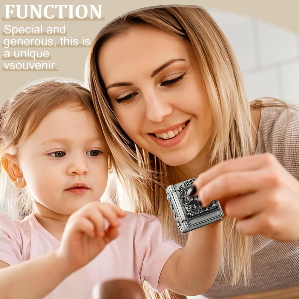 FINGERINSPIRE 2Pcs My First Curl and My First Tooth Keepsake Box Antique Silver Tooth Collection Organizer Holder My First Curl and Tooth Keepsake Box Set for Babies to Keep the Childhood Memory - Elephant Shape image number 4