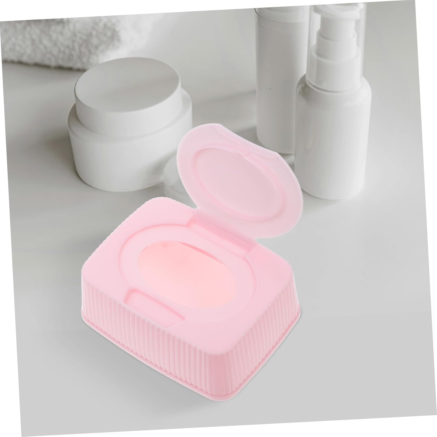 Wet Wipes Storage Box Pink Dustproof Dispenser for Nursery Bathroom Travel Wipes Dispenser Container image number 3