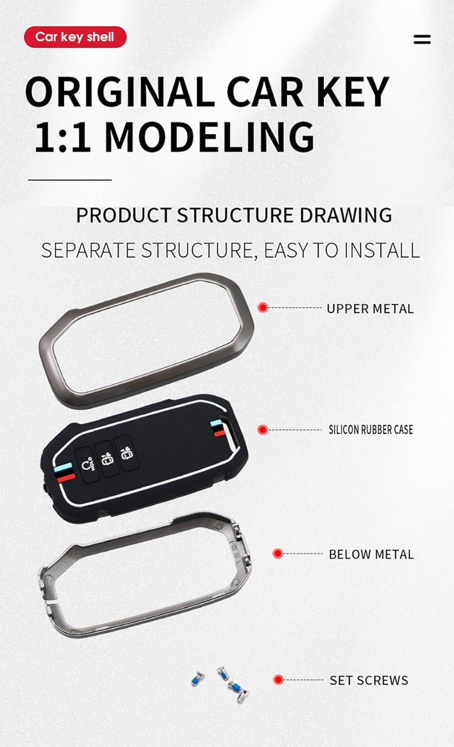 KUNIO Zinc Alloy Car Key Fob Cover Case Fit for Kia Sorento 2020-2021 EV6 2022 2023 K5 2022 2023 Key Protective Cover Keychain Key Holder Automotive Interior Accessories 7 Button Type B-Gun Black image number 4