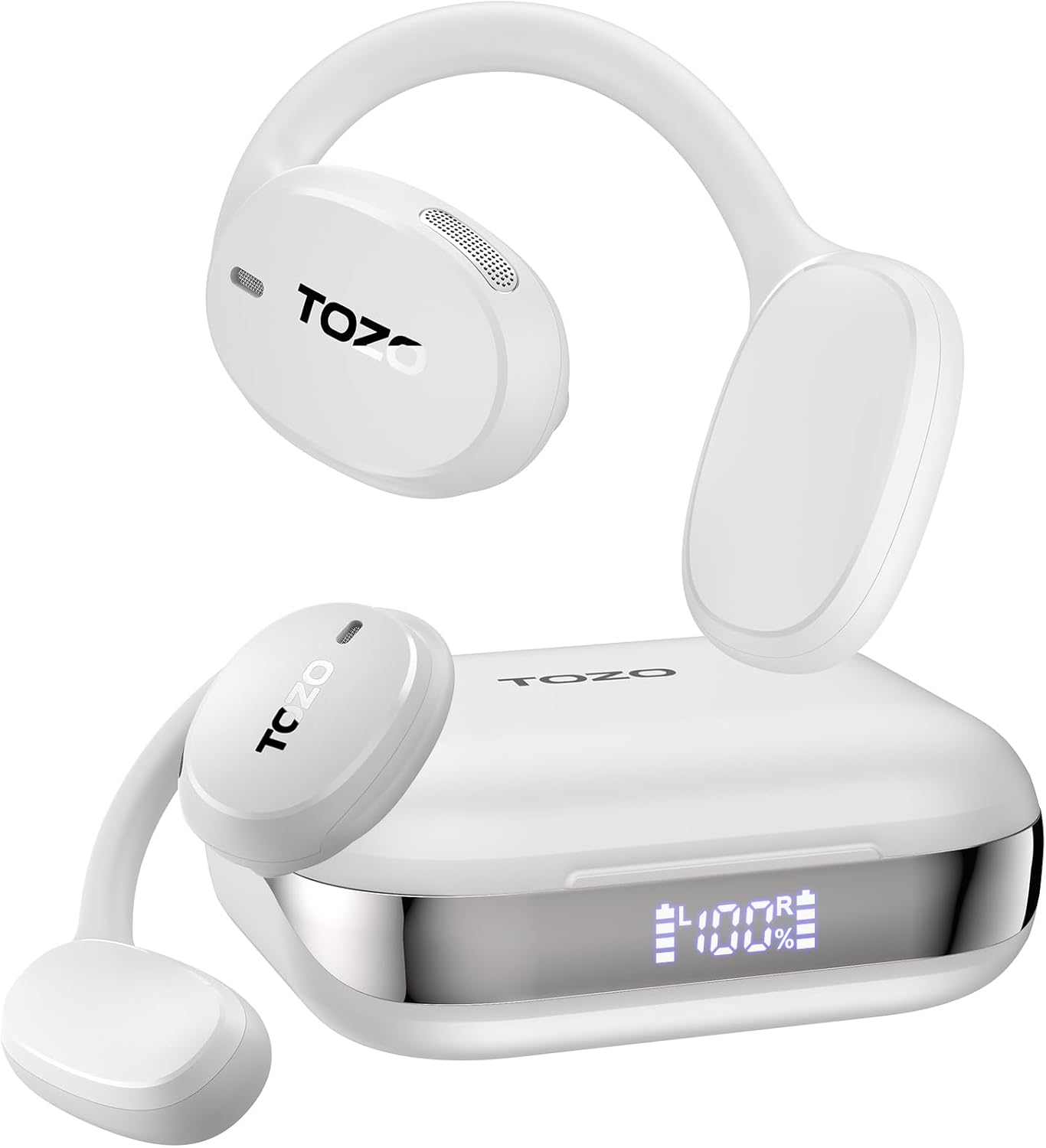 TOZO O2 Lightweight Wireless Earbuds with Multi-Angle Adjustment, True Wireless Bluetooth 5.3 Headphones with Open Ear Design for Long-Lasting Comfort, Crystal-Clear Calls for Driving, Meeting