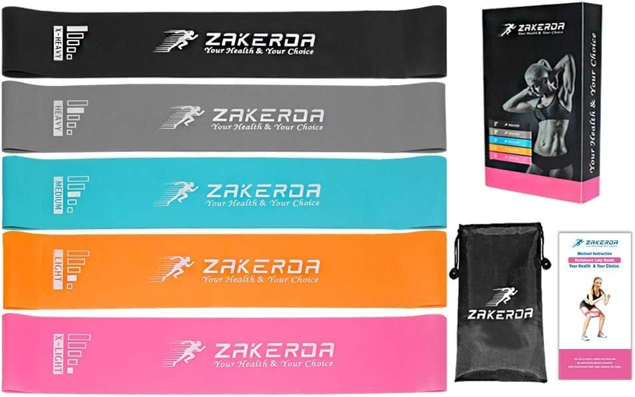 Resistance Bands, Exercise Workout Loop Bands for Legs Arms, 5 Set of Different Resistance Levels Elastic Bands for Women and Men for Yoga, Gym, Training