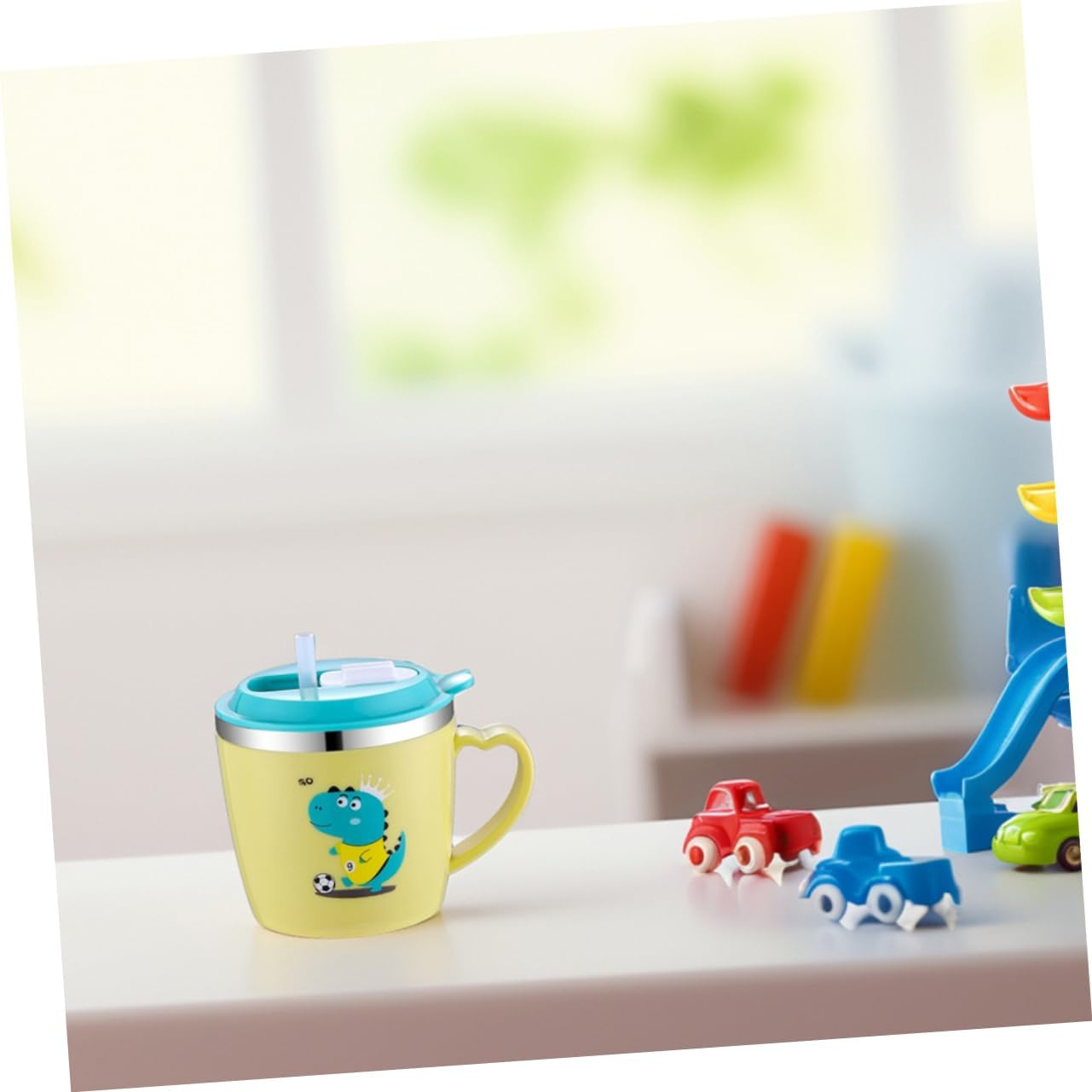 BESTOYARD Stainless Steel Cup for Boys and Girls 250Ml Non-Spill Cup with Anti-Scald Design Measurement Scale for Baby - Yellow image number 3