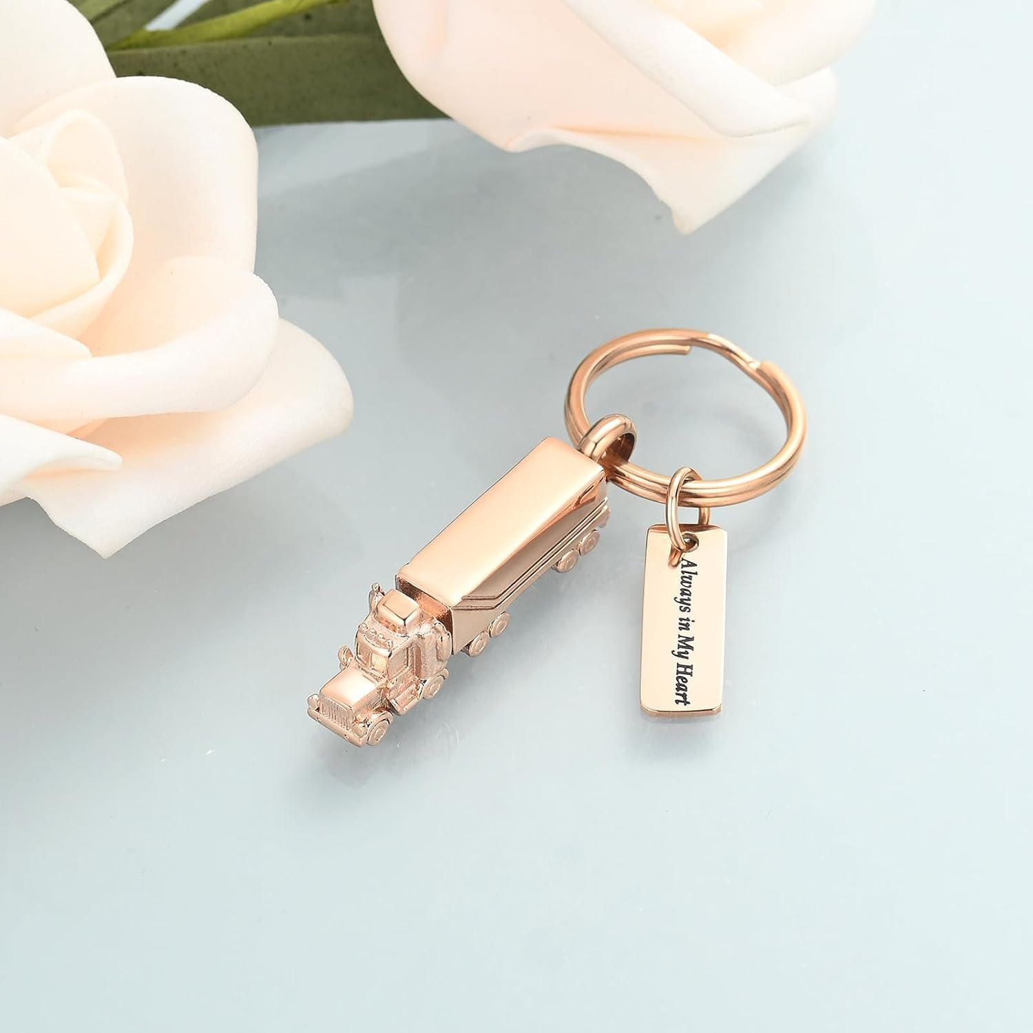 AIWENXI Cremation Jewellery 18 Wheeler Tractor Truck Urn Keychain for Ashes for Women Men Memorial Human Ash Pendant for Pet Dog Cat - Brochure image number 3