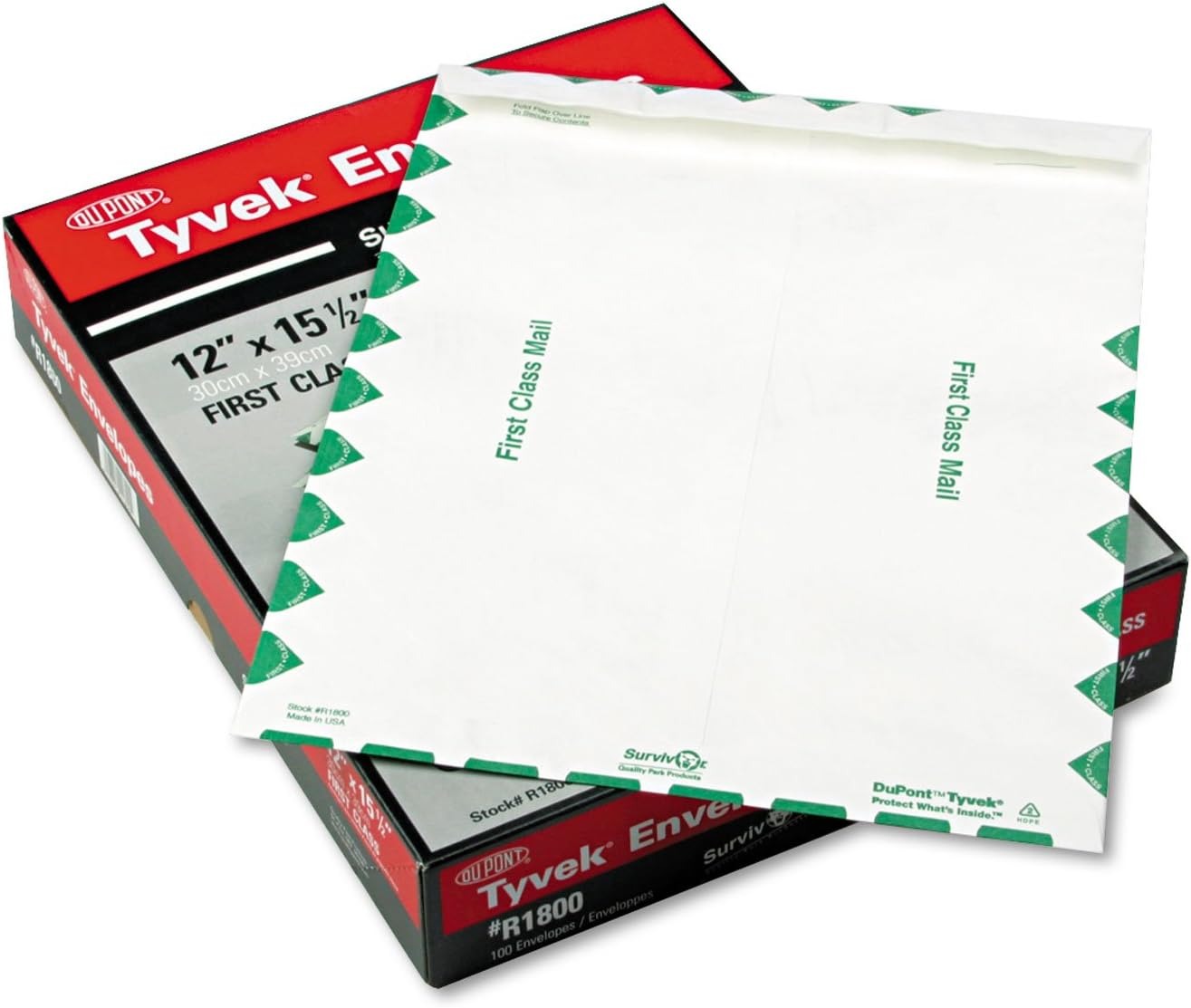 Quality Park Survivor R1330 Tyvek USPS First Class Mailer, #55, 6 X 9, White (Box of 100) image number 1