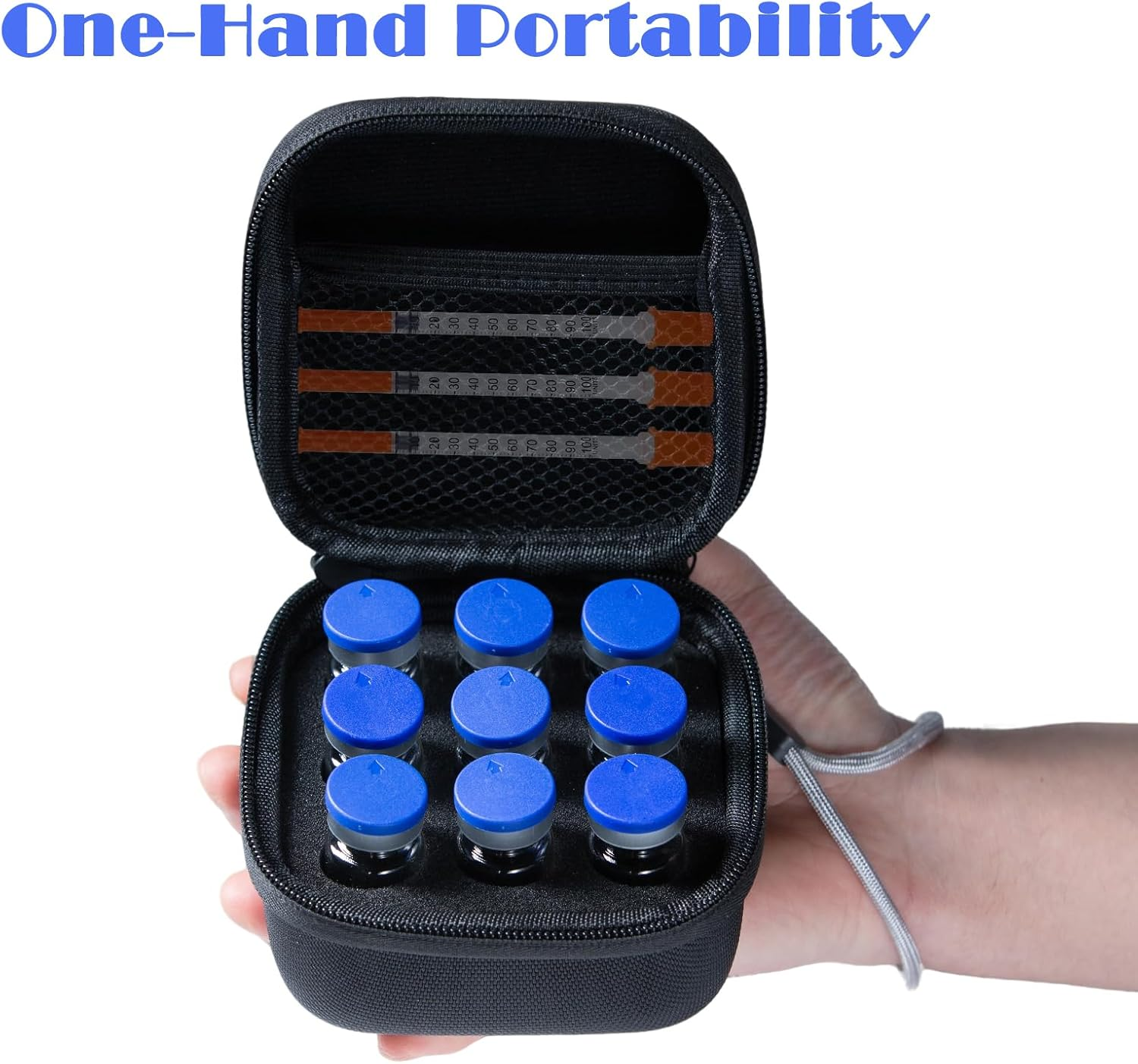 Insulin Fridge Holder Storage Case Insulin Vial Protector Holder Insulin Cooler Travel Case Organizer Fits Standard 10Ml U-100 Vials,9-Slot,Black (9 Slots) image number 4