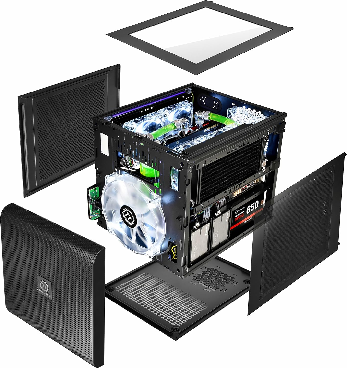 Thermaltake Core V21 SPCC Micro ATX Cube Computer Chassis CA-1D5-00S1WN-00, Black image number 4