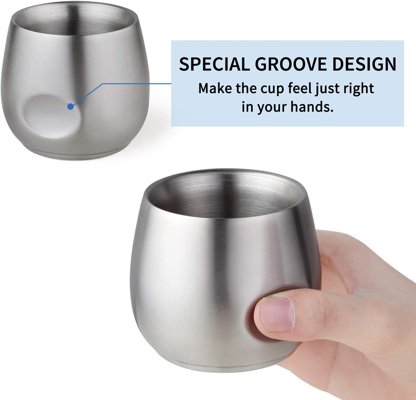 Kitchenexus Small Stainless Steel Espresso Cups 2Pcs Set, 4Oz Double Wall Insulated Unbreakable Stemless Tumbler Small Cup for Outdoor Events Picnics Party image number 1