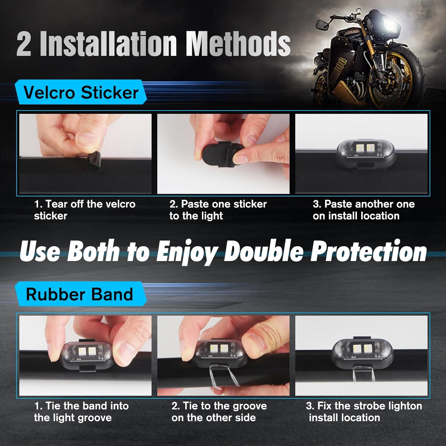 Kaidengzhe Wireless LED Strobe Lights with Remote Control, 8 Colors USB Rechargeable Anti-Collision Warning Light, High Brightness Flashing Light for Car Drone Truck Motorcycle Aircraft Bike, 4PCS