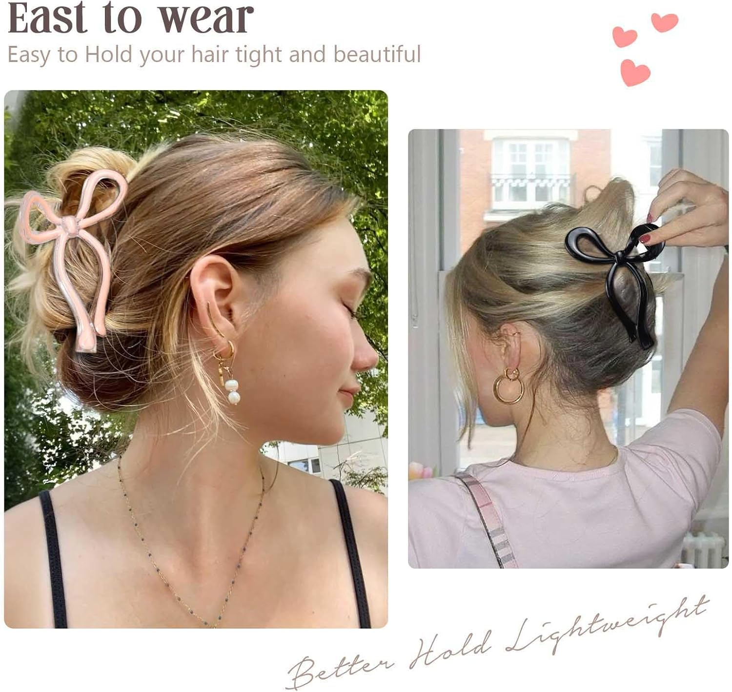 Tumurup Pink Hair Clip Bow, Pack of 4 Hair Clips Women Girls Hair Clip Bow Hair Clips Large 11 Cm Butterfly Claw Clip Hair Accessories for Thick Hair Long Hair image number 5