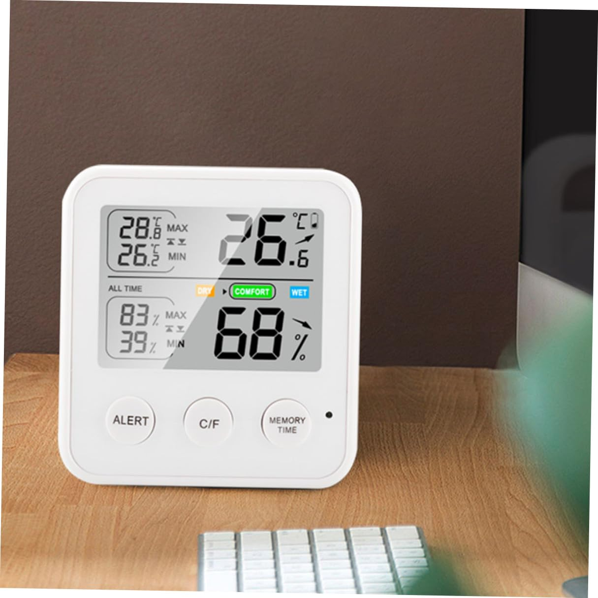 High-Precision Digital Hygrometer Thermometer for Indoor Use Screen Temperature Gauge with Humidity Sensor Multipurpose Electronic Device for Home and Office Monitoring