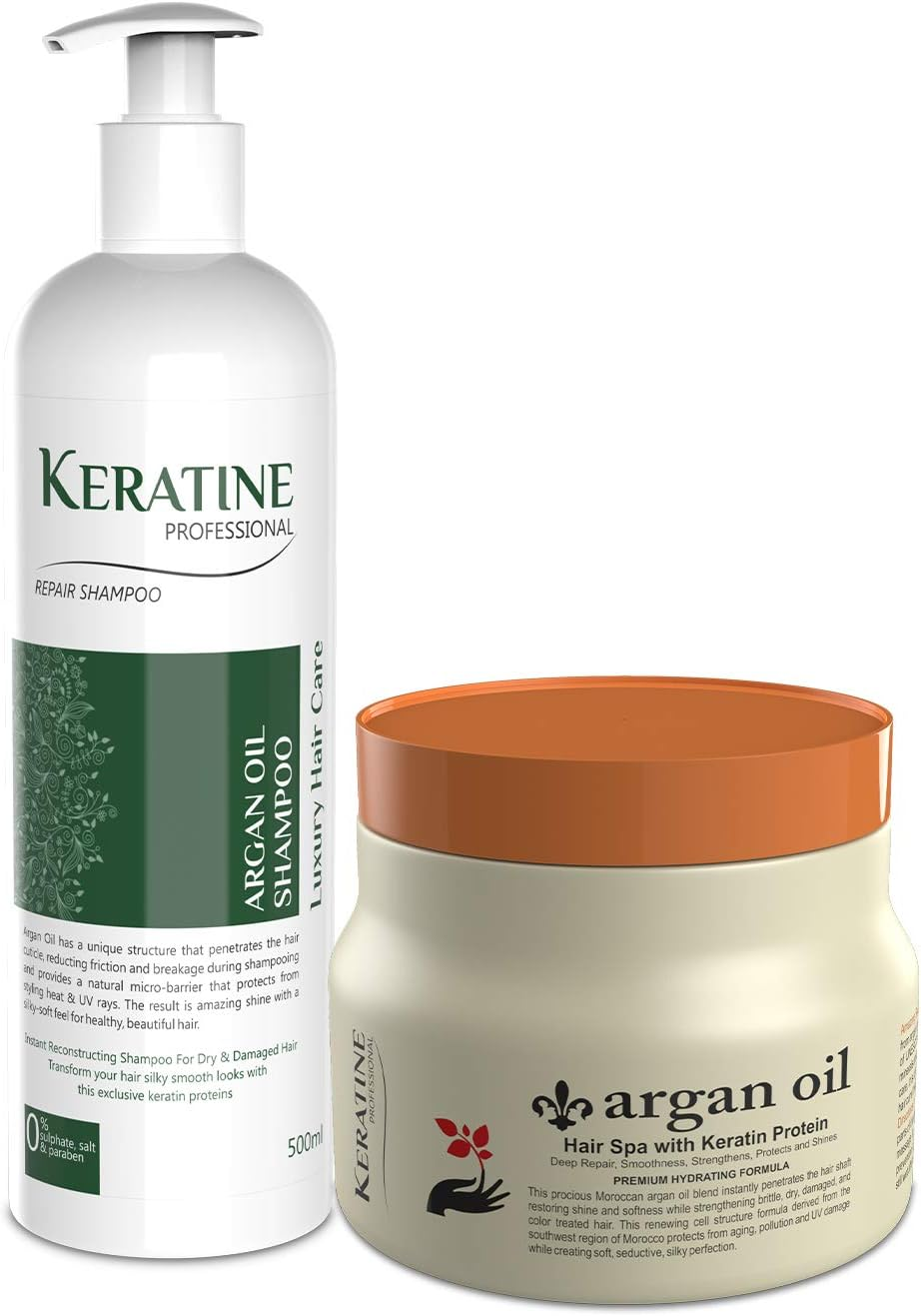 Keratine Professional Argan Oil Sulphate Free Shampoo and Mask (COMBO PACK) 500ML Each image number 2