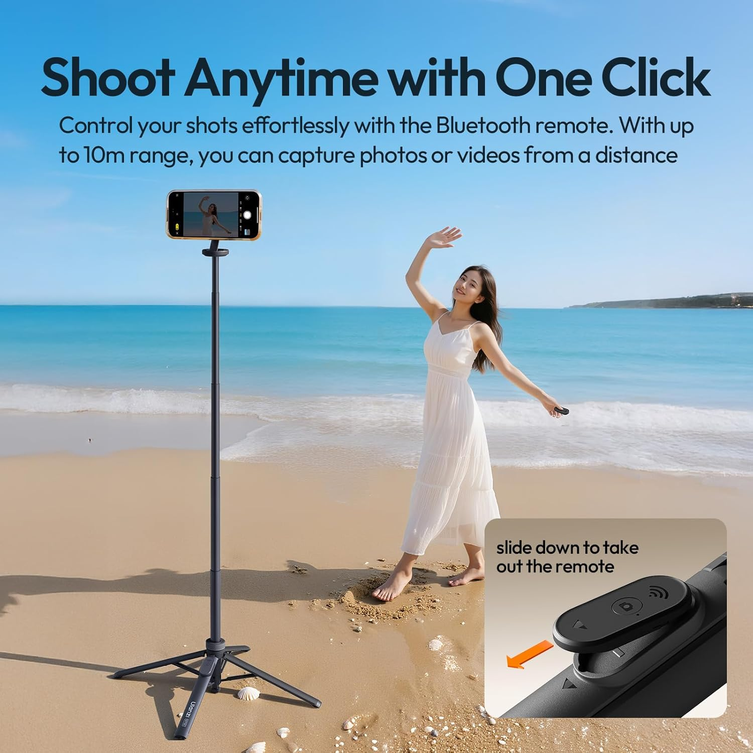 ULANZI MT85 59" Magnetic Selfie Stick Tripod, Lightweight Aluminum, Extendable Phone Tripod, One Click Opening, Strong Dual-Side Magnetic Compatible for Iphone/Android image number 4