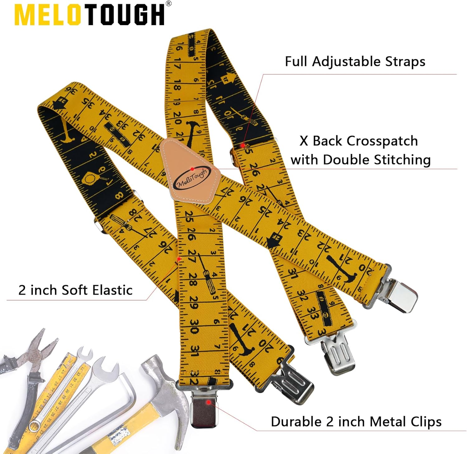 MELOTOUGH Men'S Suspenders W/Clip Heavy Duty Suspenders for Men Big and Tall Work Suspenders for Jeans image number 6
