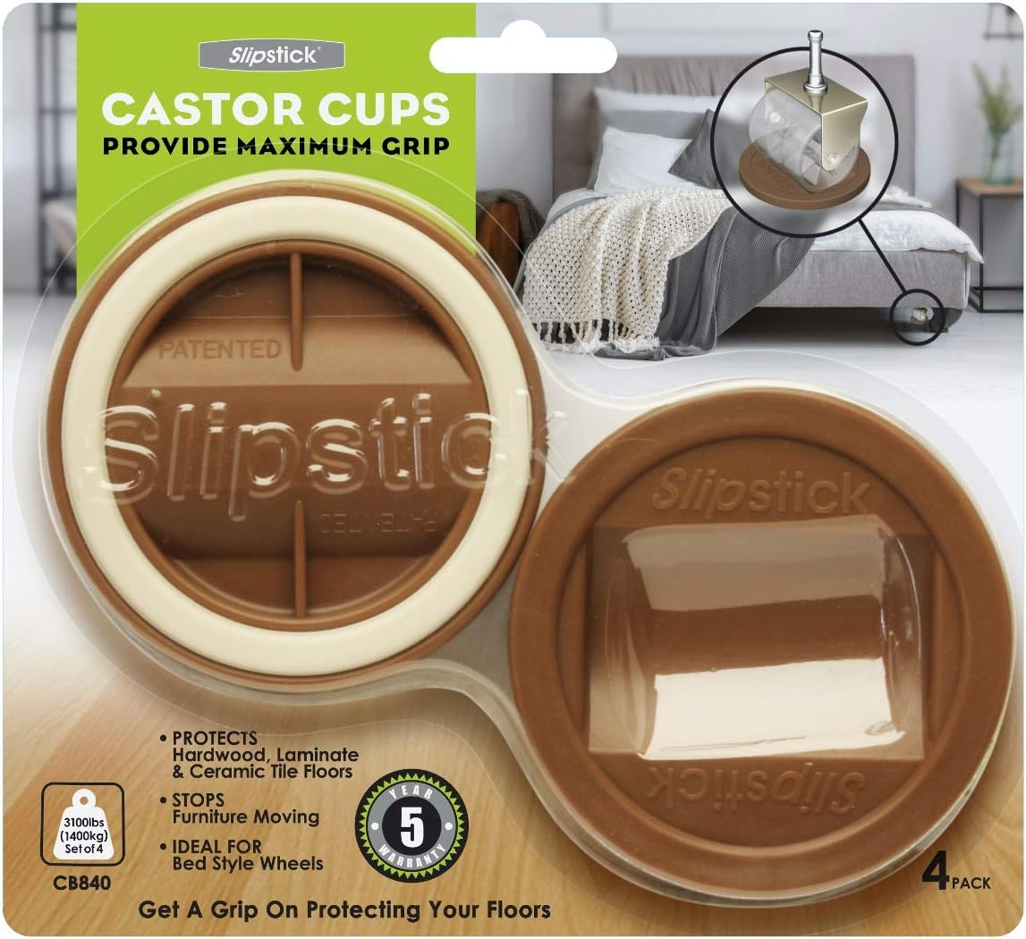 Slipstick CB845 Castor Cups 4-Pieces Set, Large, Chocolate
