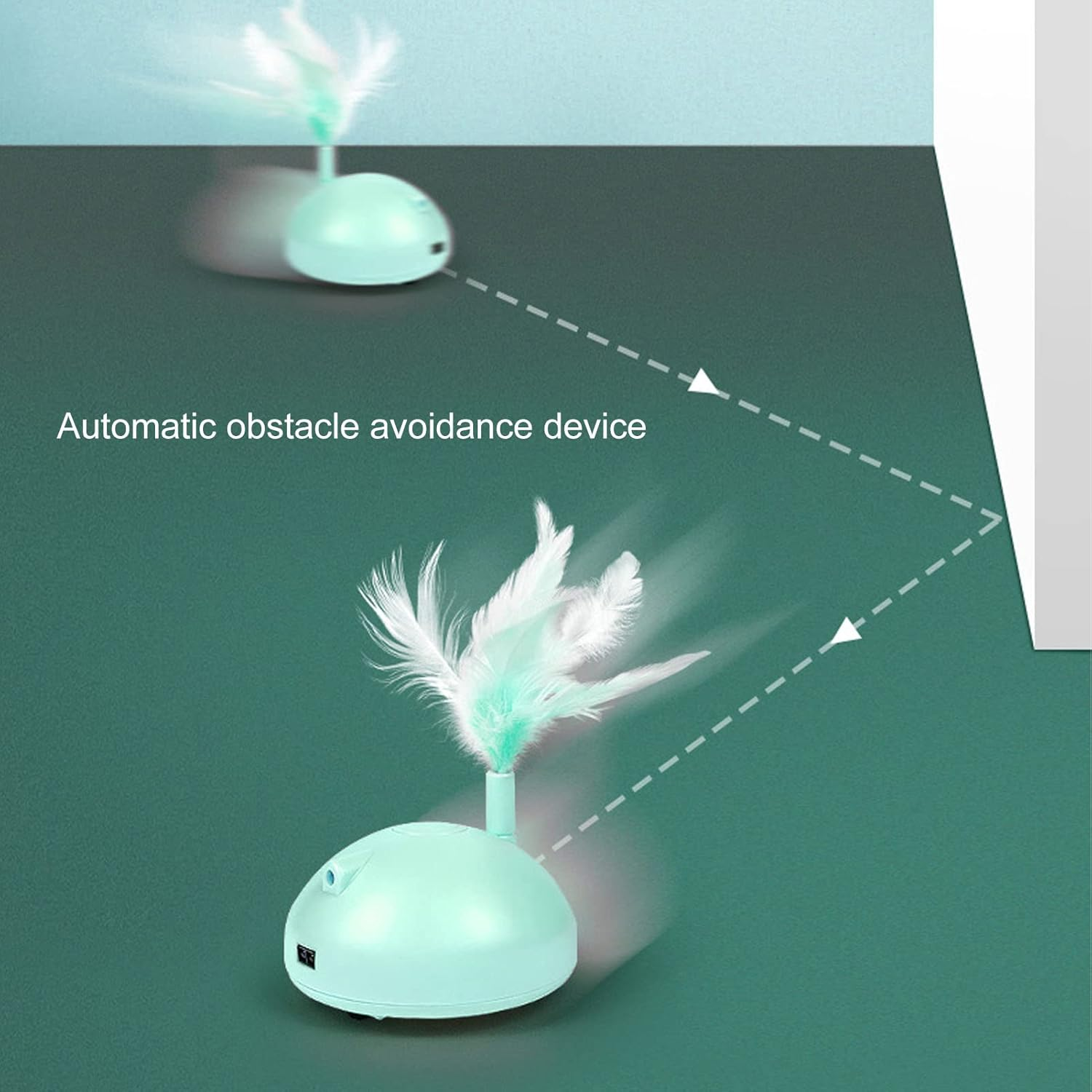 Rechargeable Electric Cat Toy Sphere with Feather USB Interactive Induction Play Sphere for Cats 360 Degree Intelligent Navigation for Endless Fun Ideal for Indoor Cats image number 3