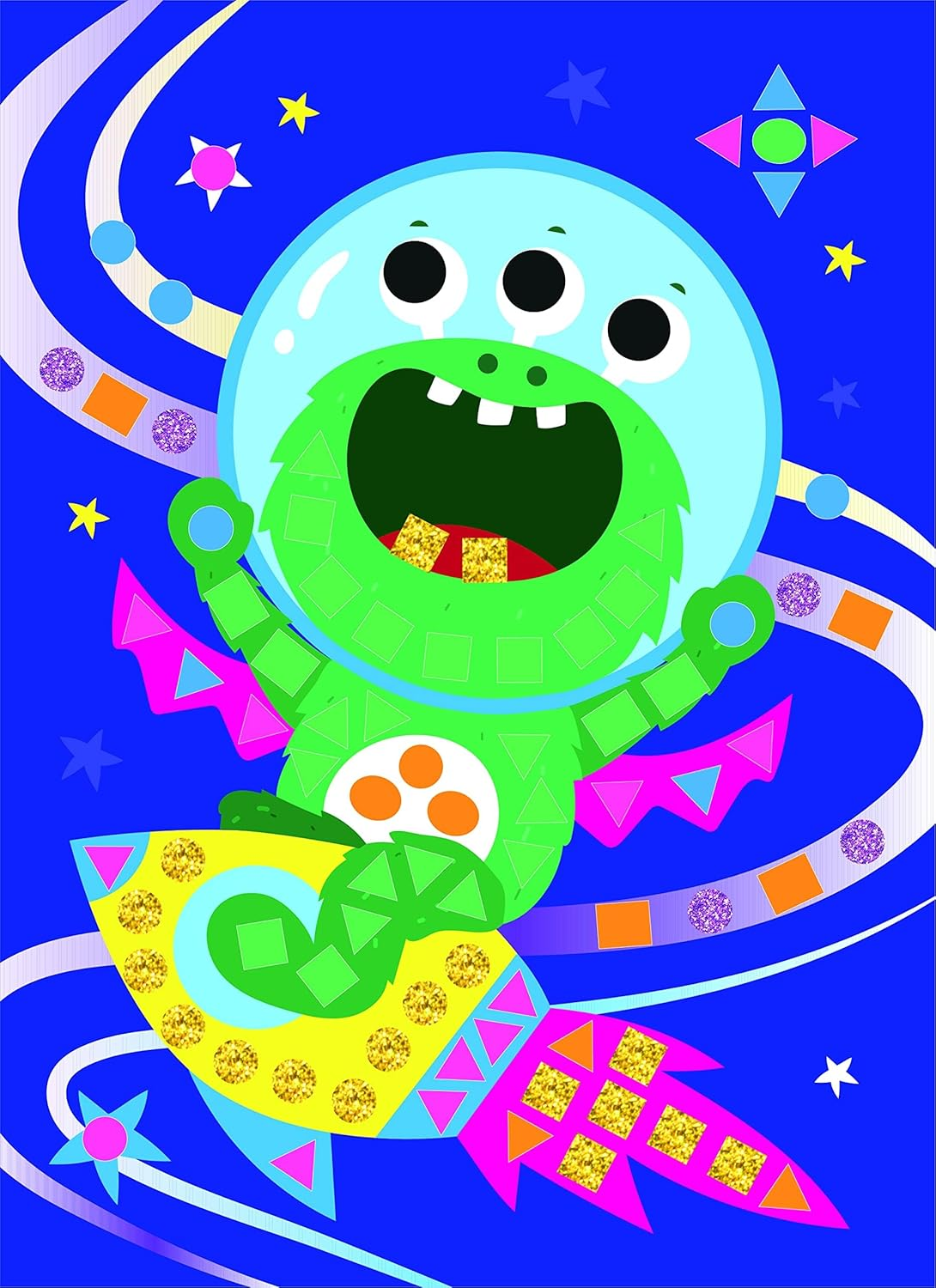 C.S. Kids Magic World Mosaic - Funky Monsters |Crafts Gifts | Educational Glitter Mosaic image number 4