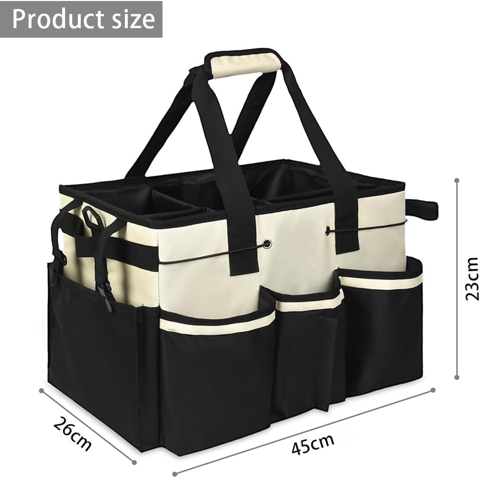 GUDAJIN Cleaning Organizer with Handles, Housekeeping Tote Cleaning Supplies Organizer with Shoulder Straps and Multi-Purpose Pockets, Large Organizer for Home and Bathroom Cleaning Supplies image number 5