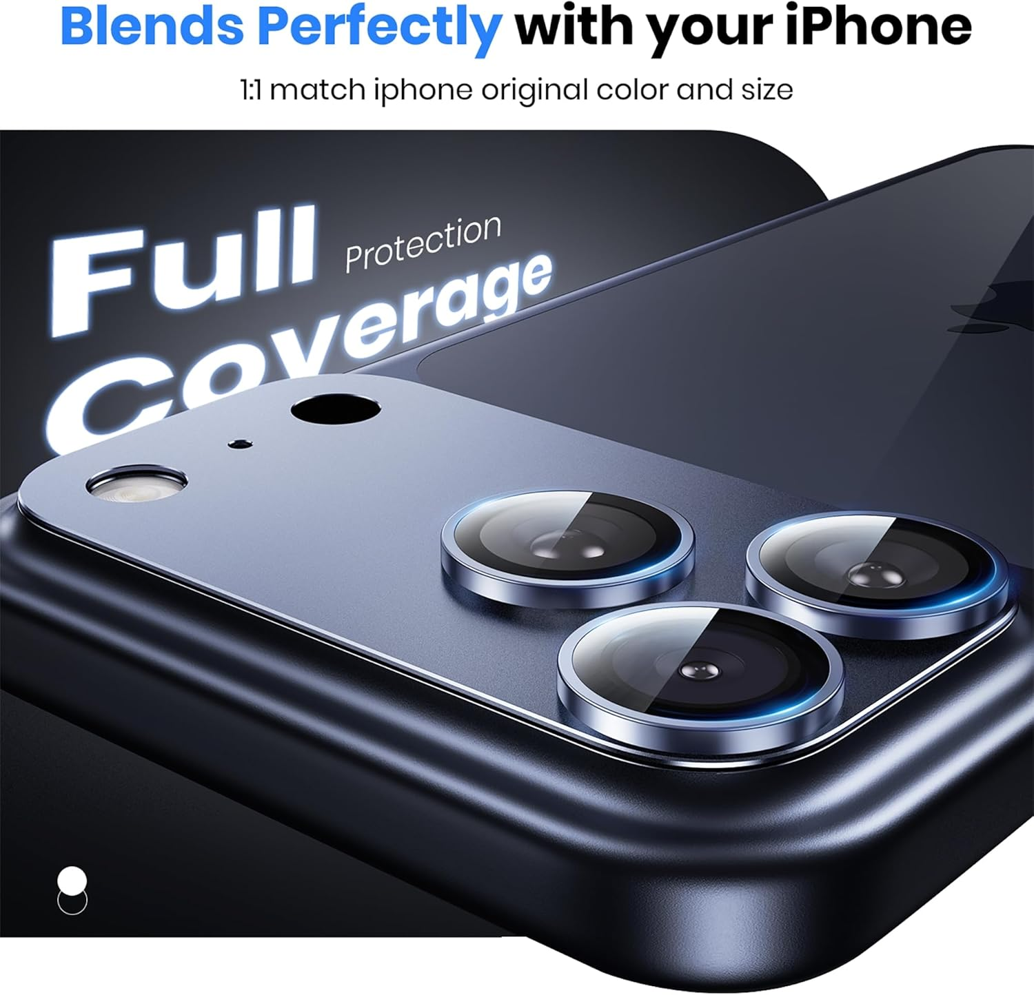Hoerrye for Iphone 17 Pro Max Camera Lens Protector - [12FT Shatterproof Military Grade] [Strong Adsorption] Metal 9H+ Tempered Glass Camera Screen Full Protective Cover Case Friendly,Deep Blue image number 5