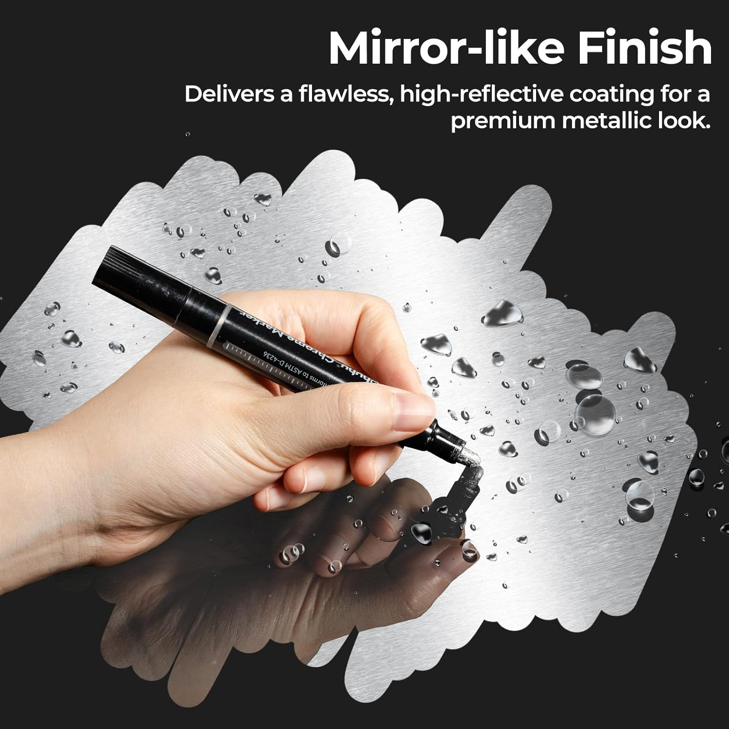 Ohuhu Chrome Paint Pen 3 PCS: Silver Liquid Chrome Markers with Gloss Mirror Water-Proof Lightfast Permanent Paint Markers for Repairing Metal Glass Plastic Car Tire DIY Crafts
