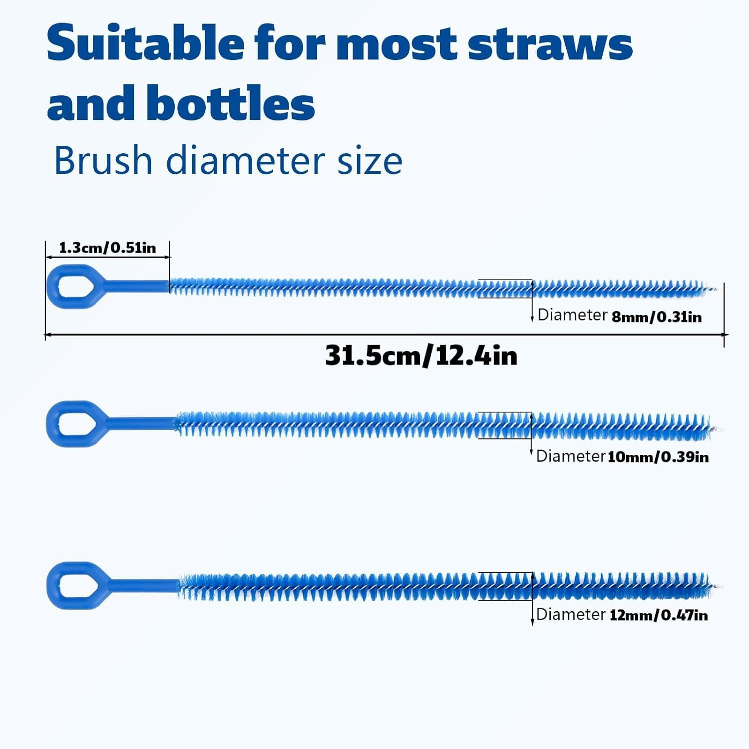 Straw Cleaner Brushes for Stanley, 12.4In Extra Long Full Bristles Replacement Coverage Reusable Straw Brush Cleaning Accessories for Water Bottles Glass Pipe Sippy Cup(4Pcs) image number 2