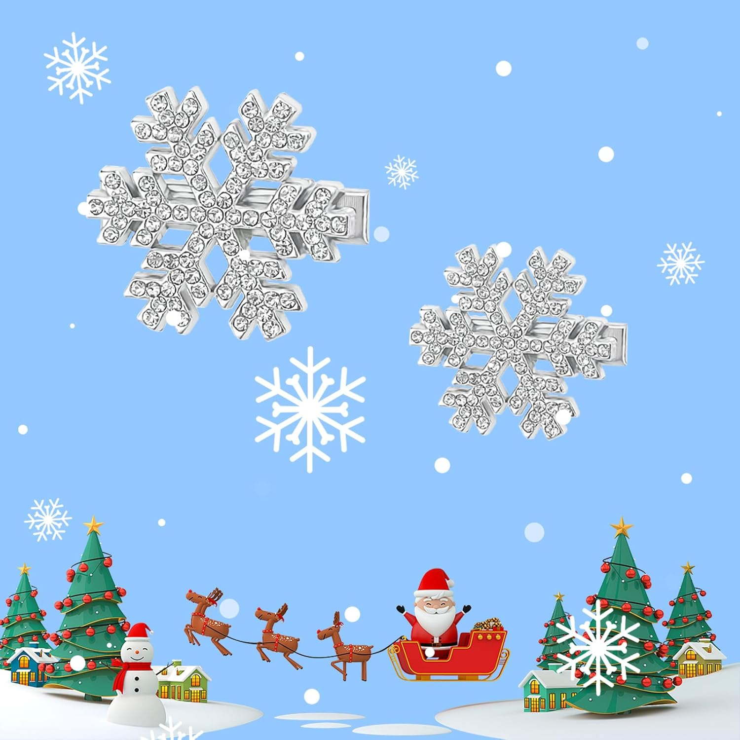 AYNKH 12 Pieces Snowflake Hair Clip with Shiny Rhinestone, Sparkly Snowflake Hair Clip, Winter Hair Clip, Christmas Hair Clip, Korean High End Temperament, Side Hair Clip,